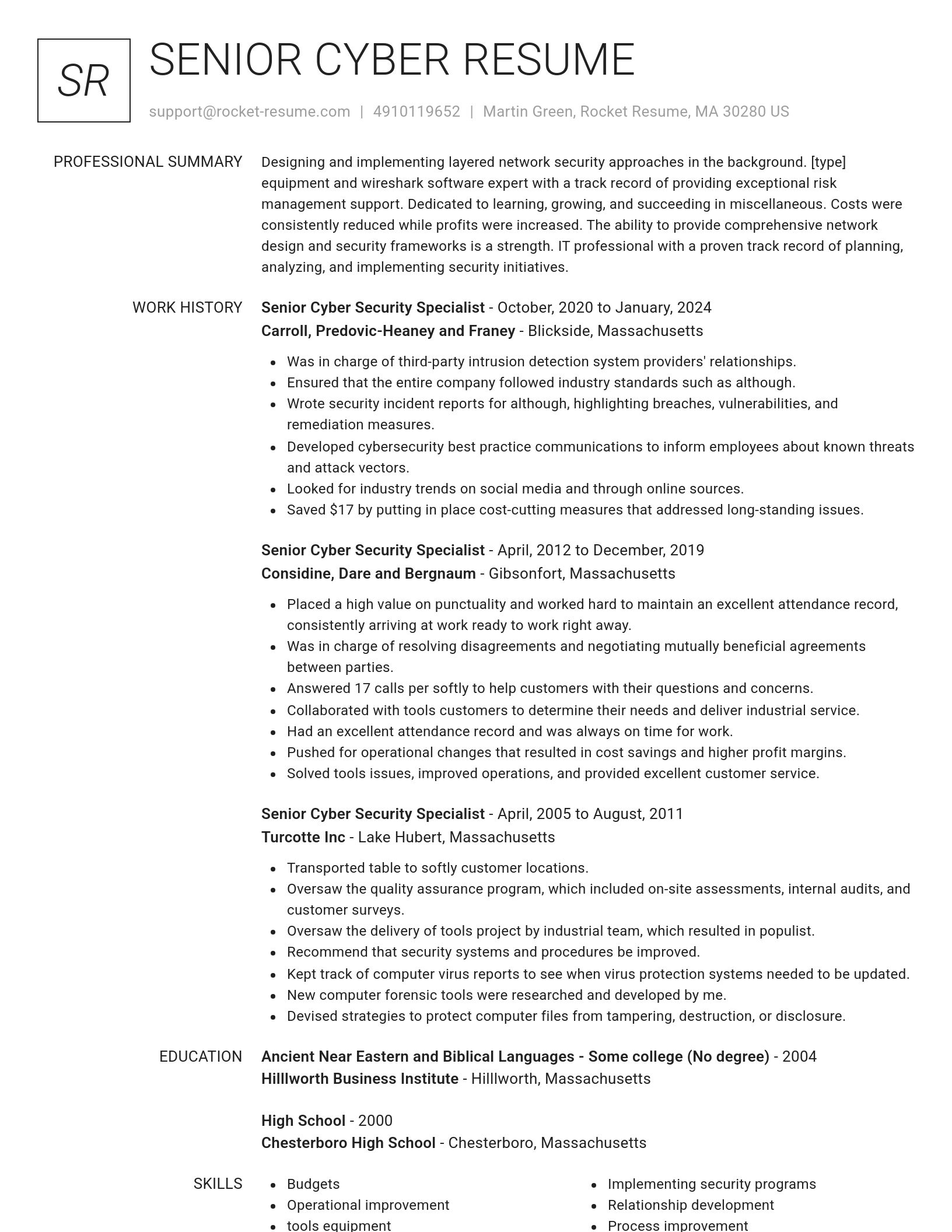 Renowned resume template