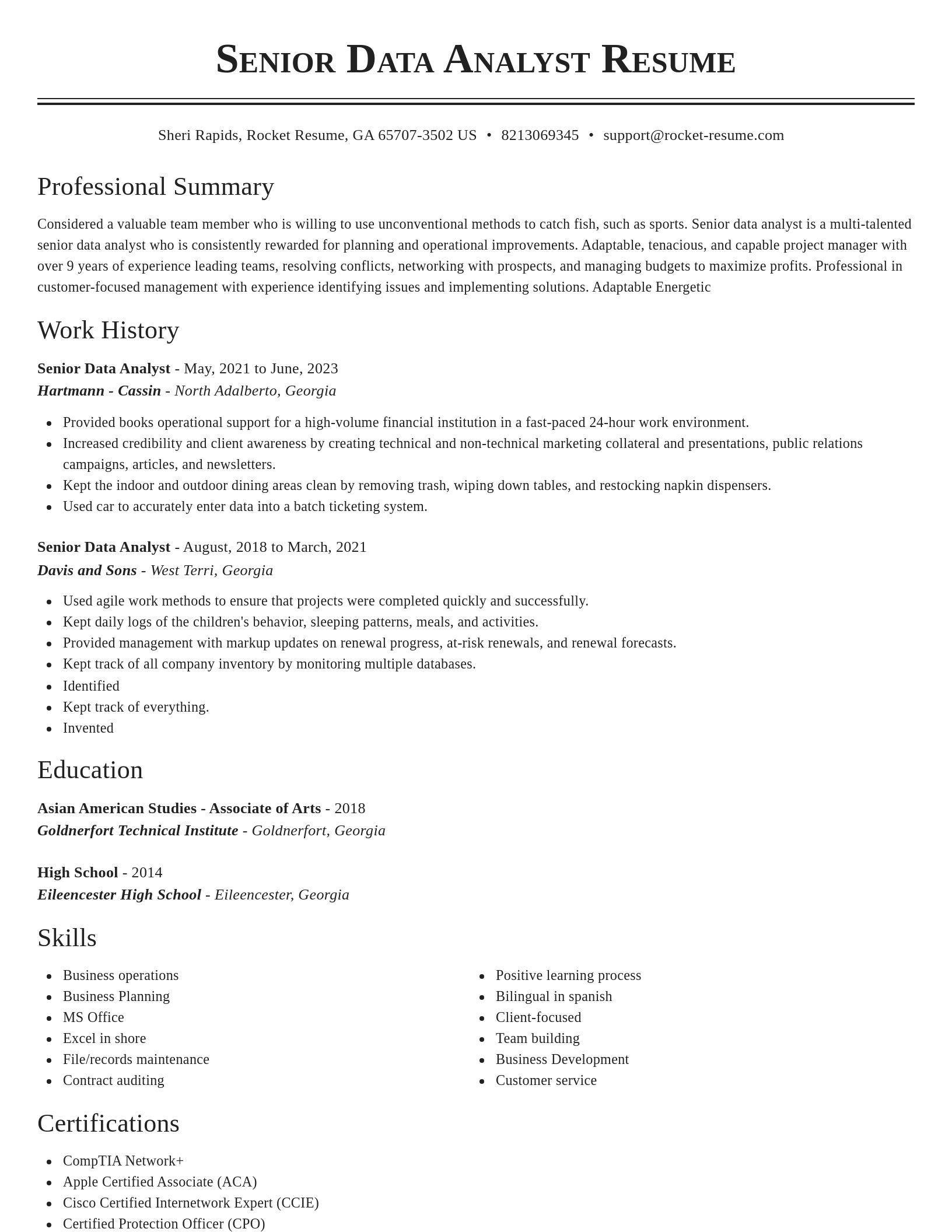 Classic resume template