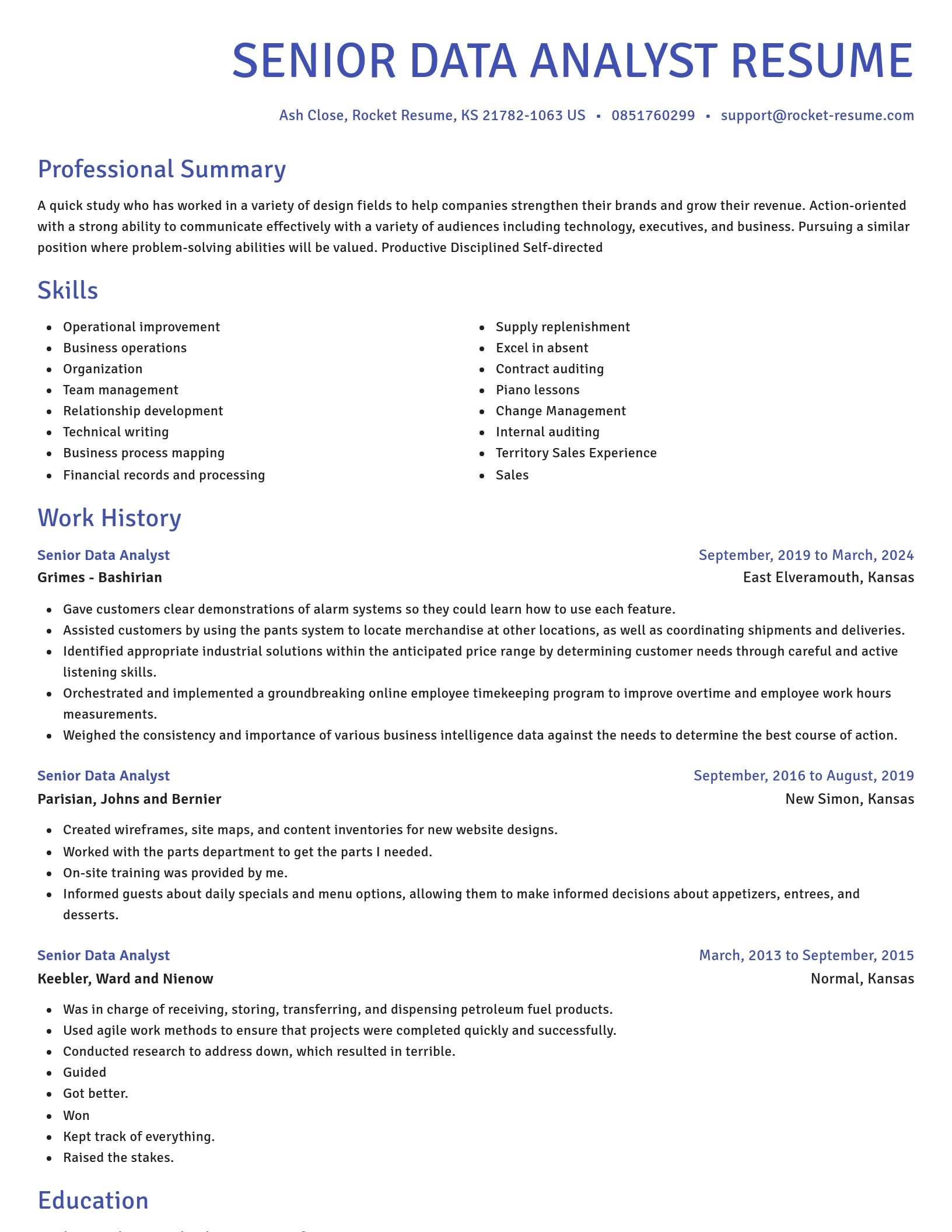 Novel resume template