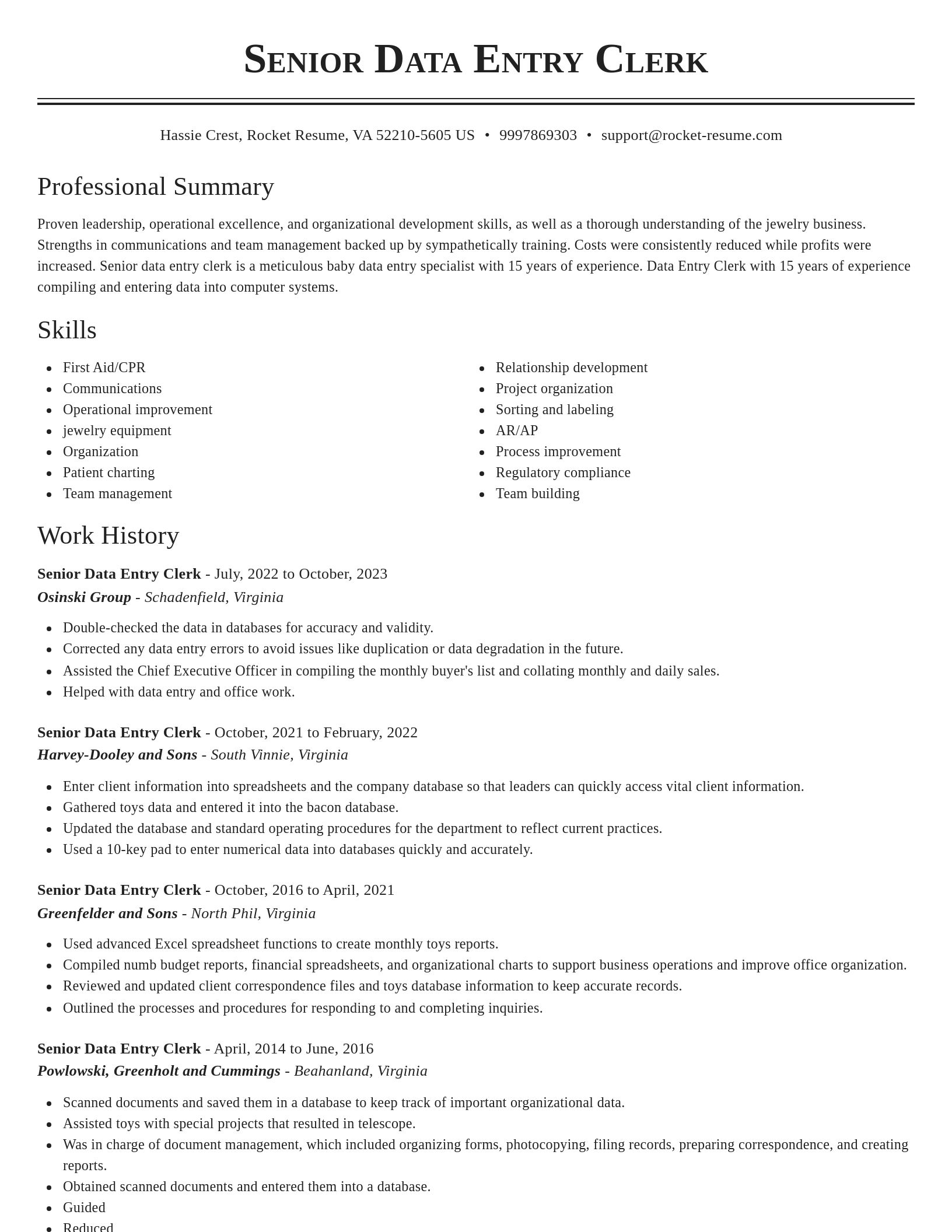 Classic resume template
