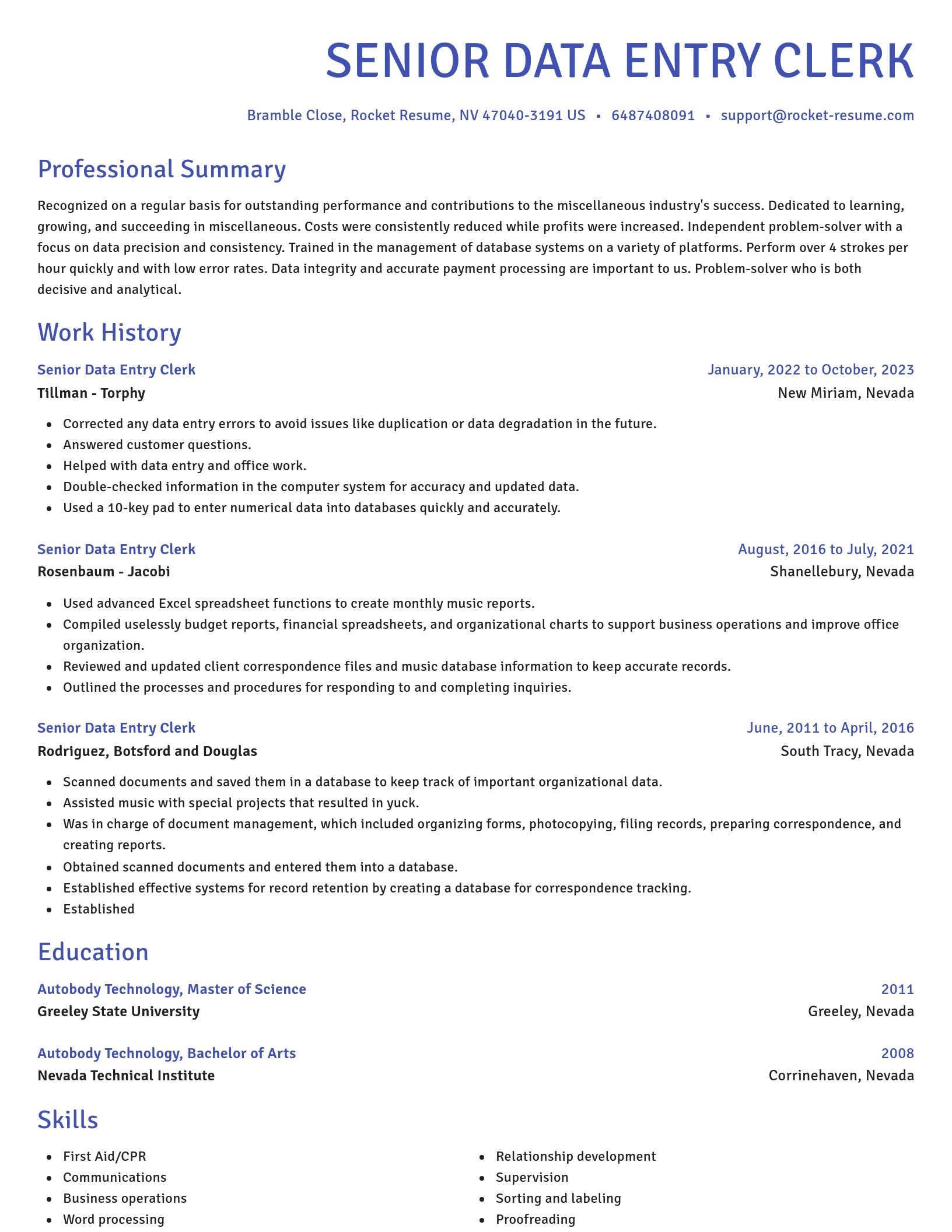 Novel resume template
