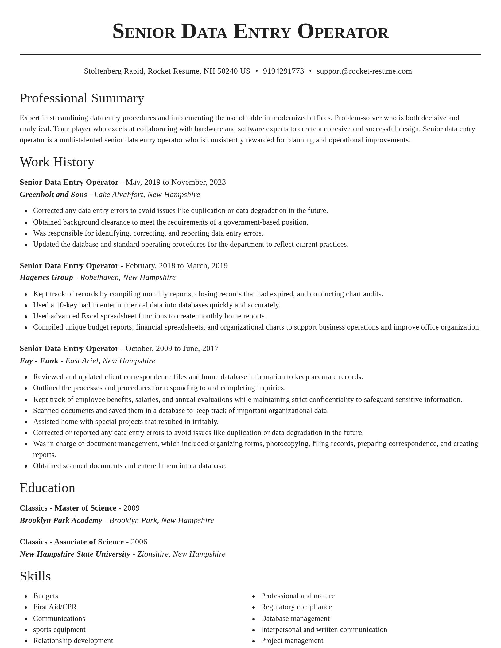 Classic resume template