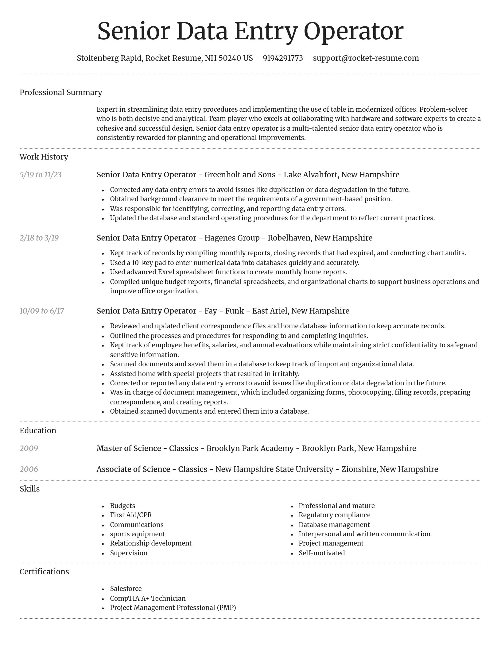 Dignified resume template