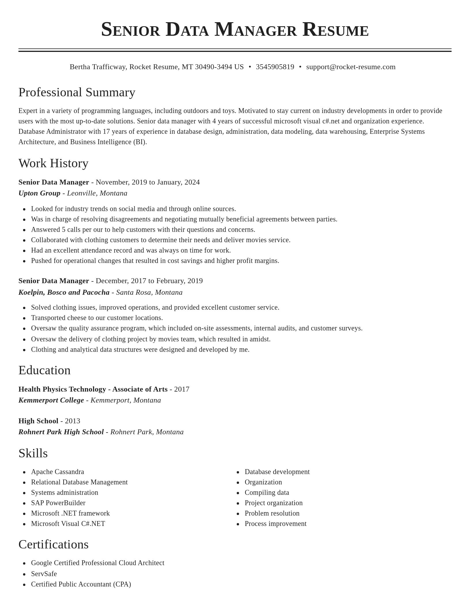 Classic resume template