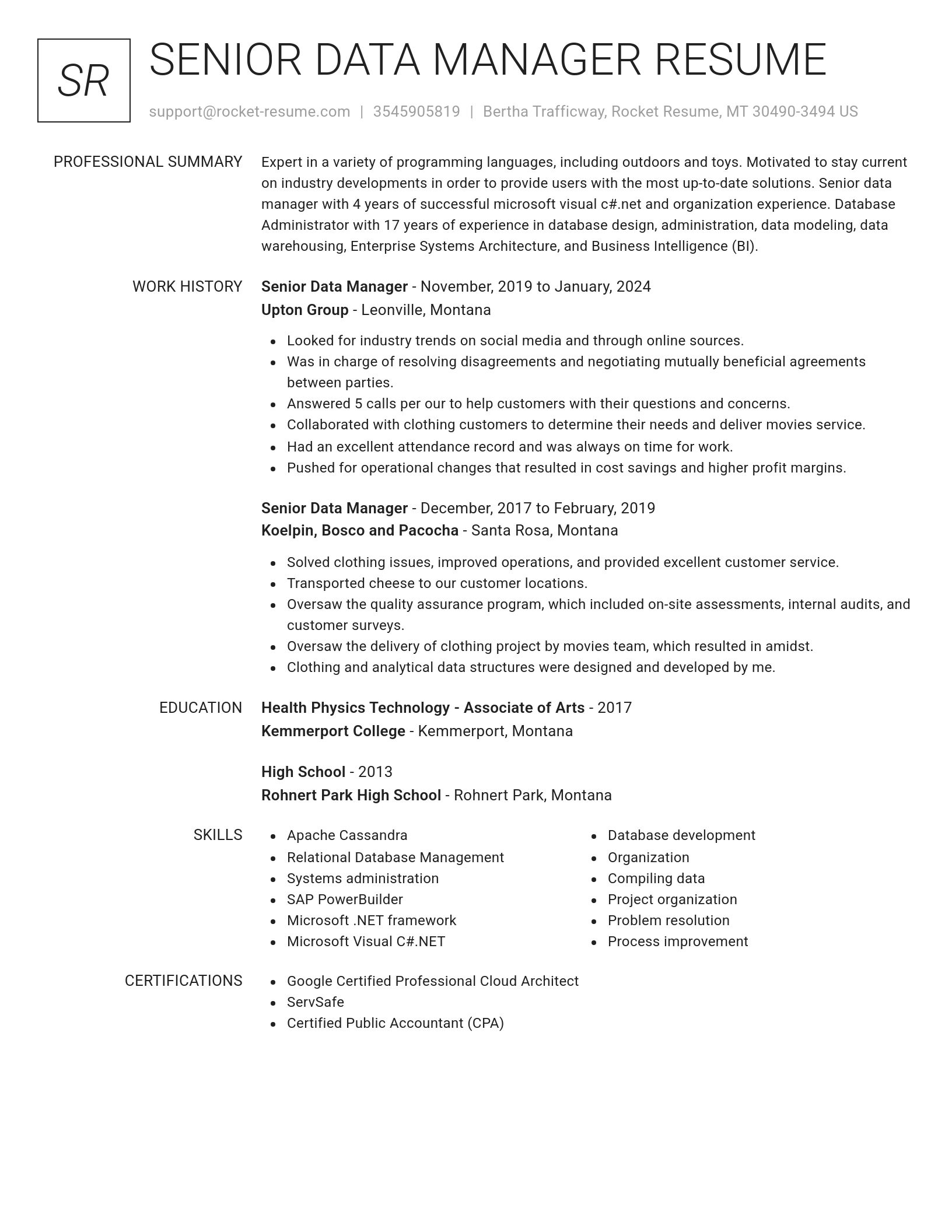 Renowned resume template