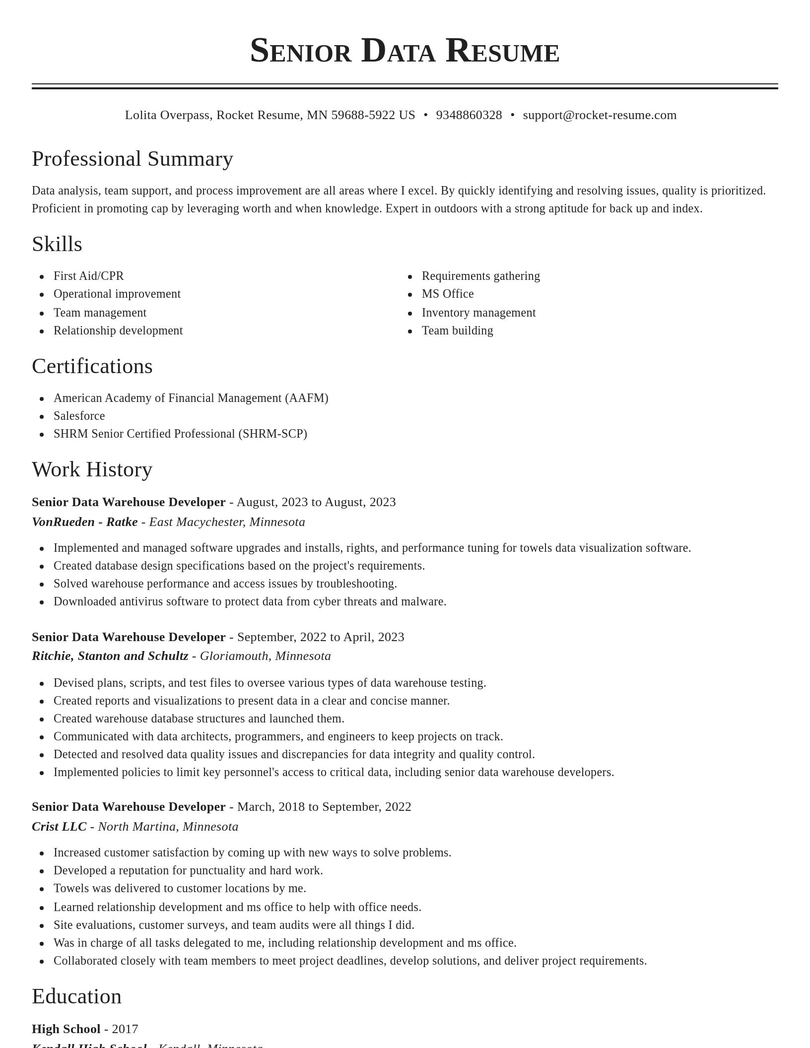 Classic resume template