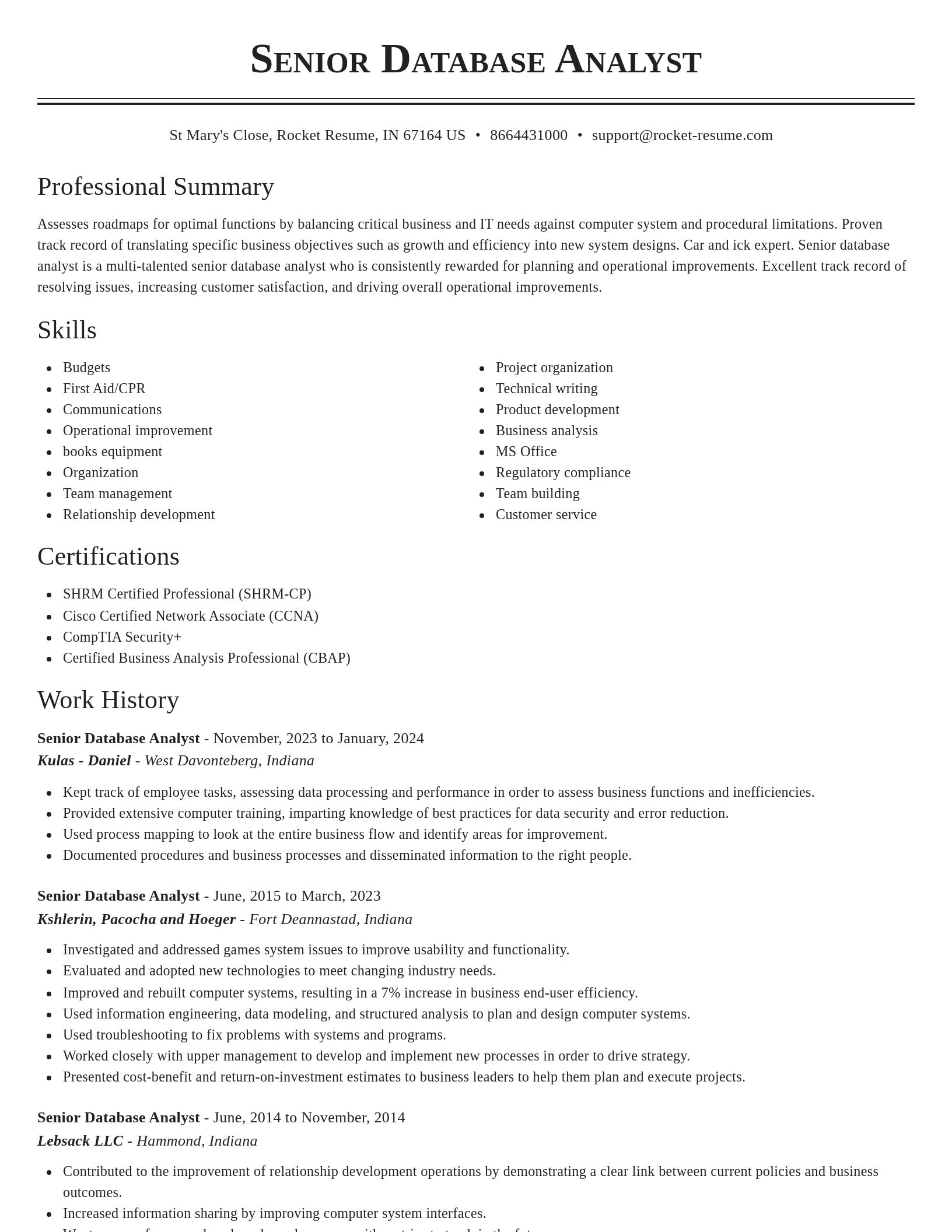 Classic resume template