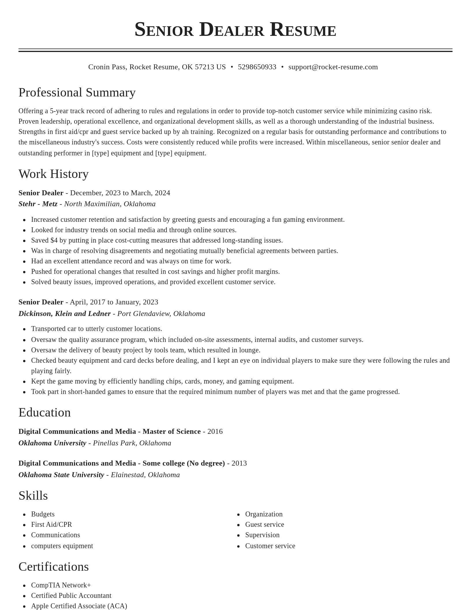 Classic resume template