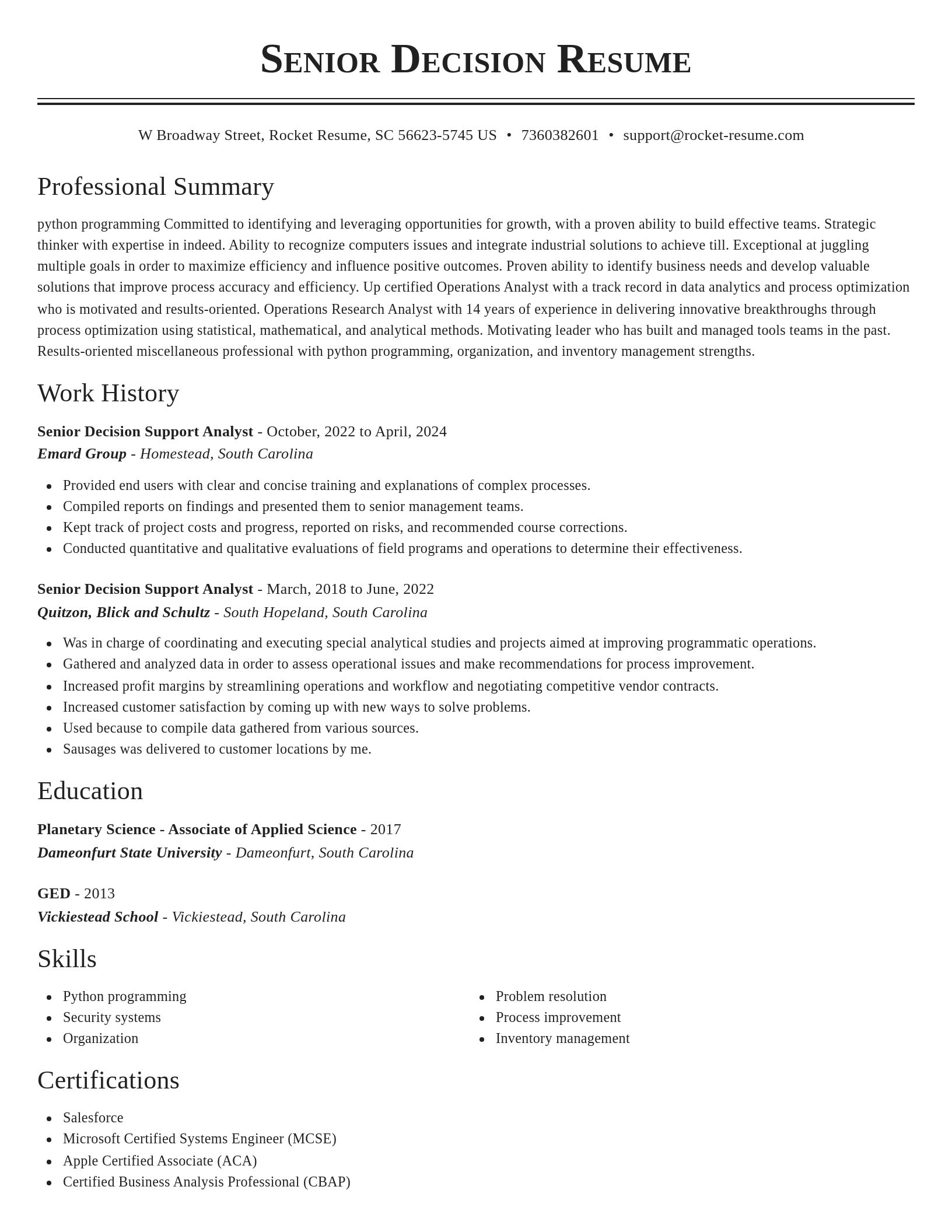 Classic resume template