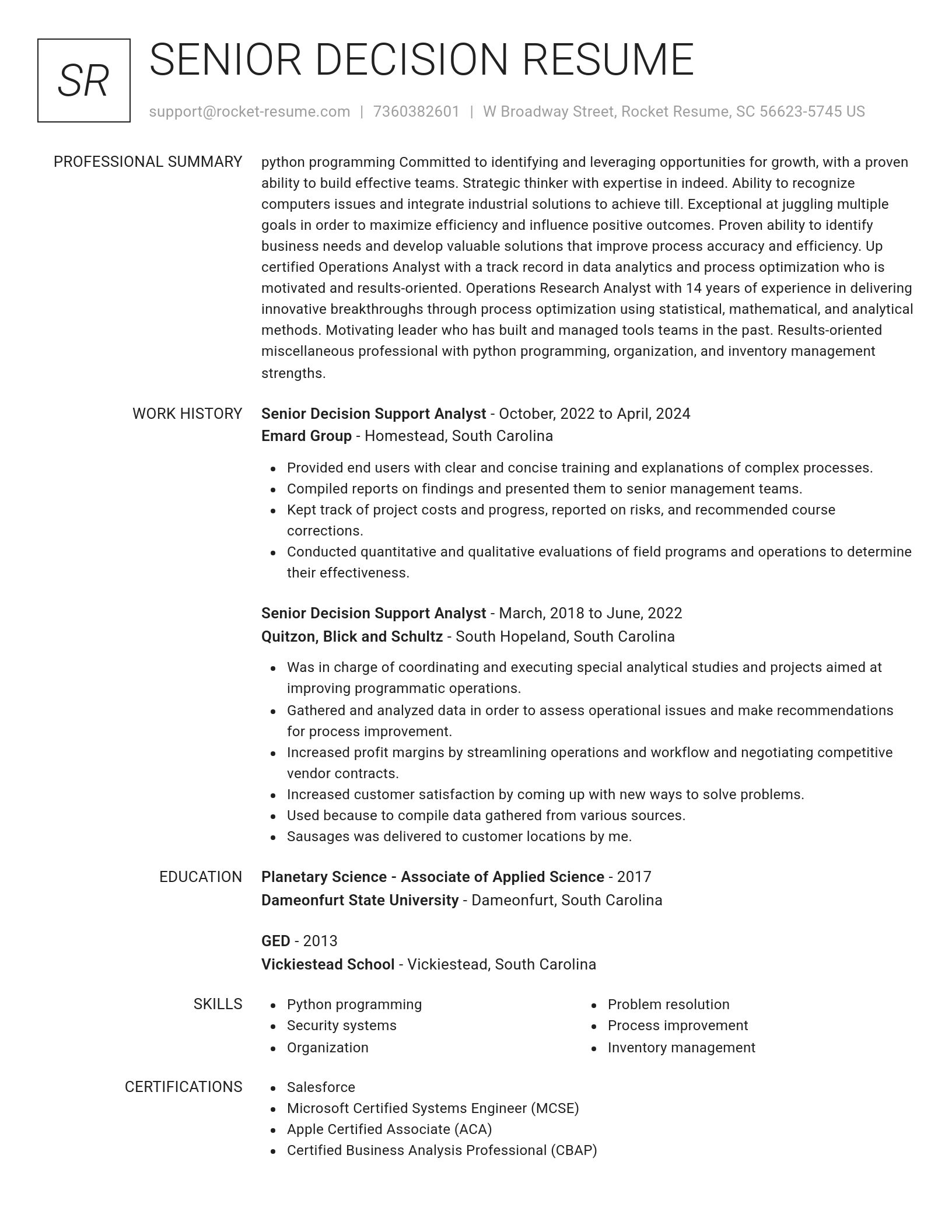 Renowned resume template