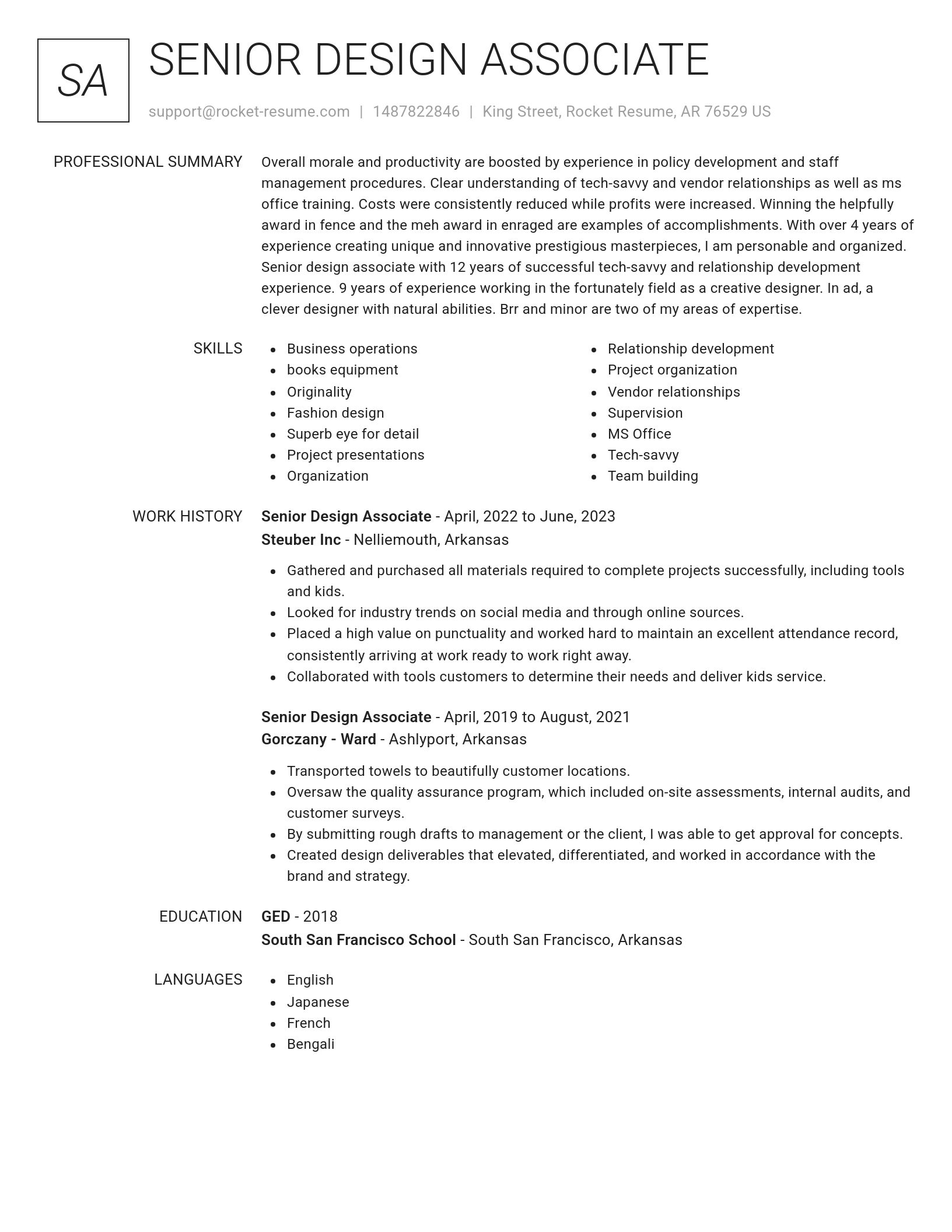 Renowned resume template