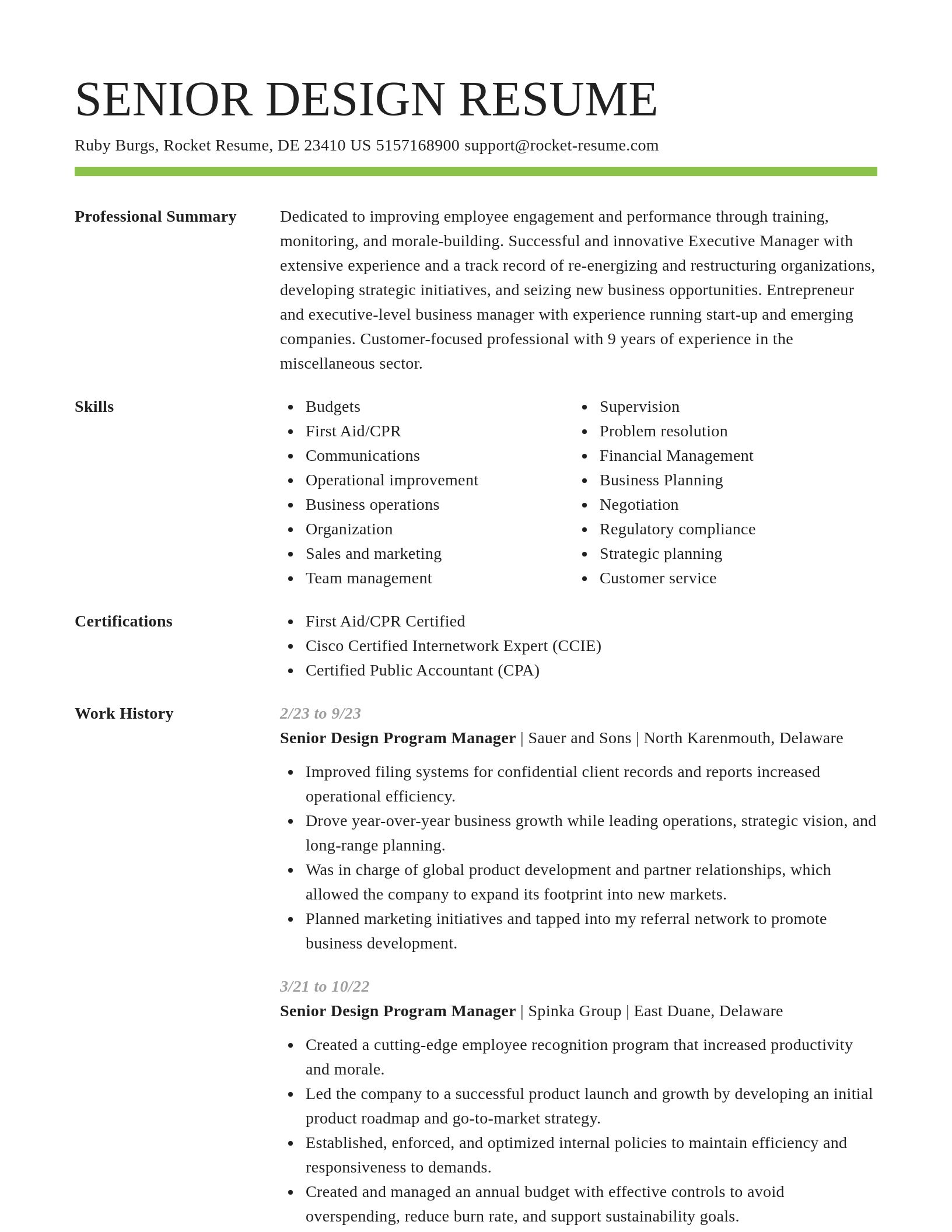Smart resume template