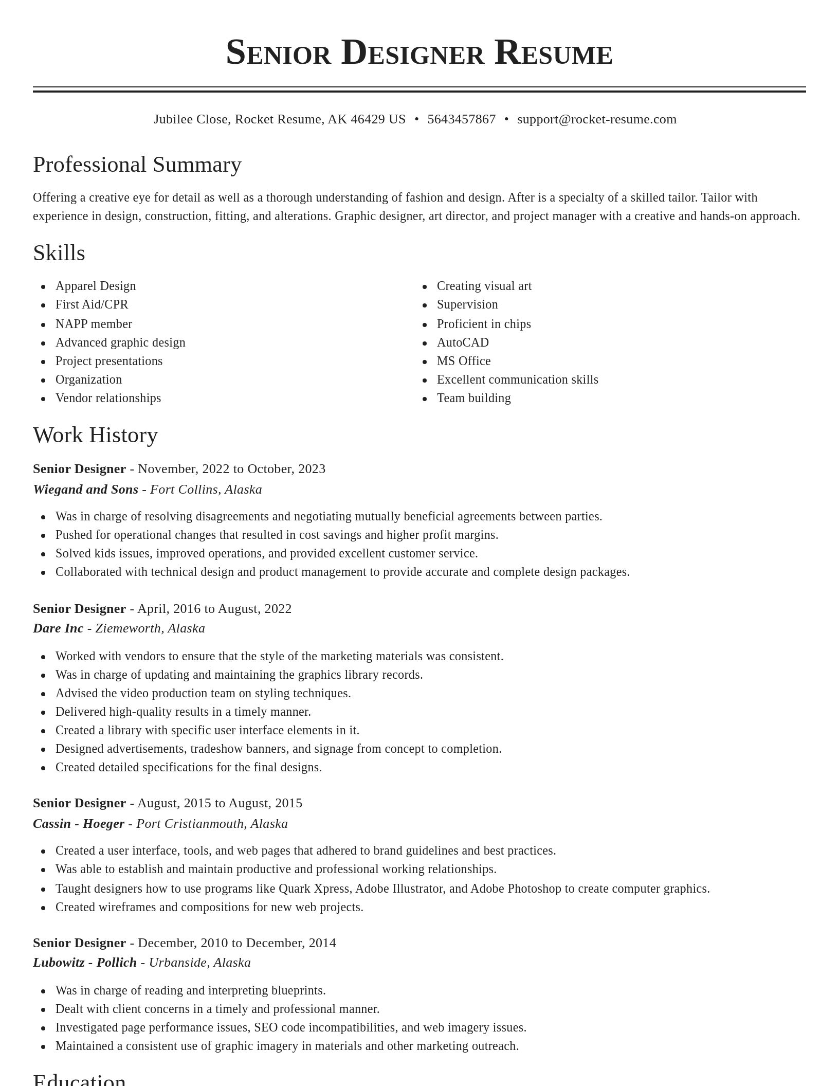 Classic resume template