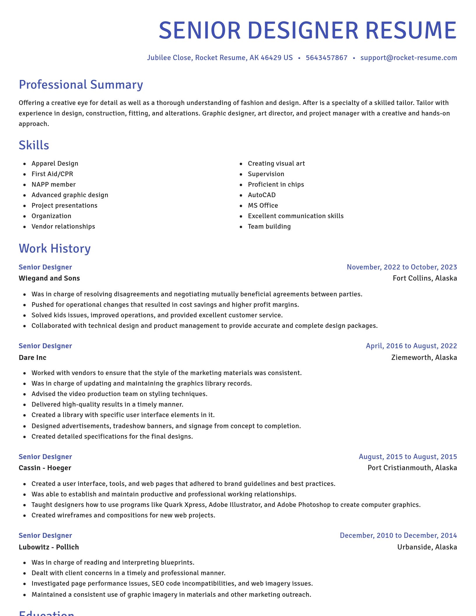 Novel resume template