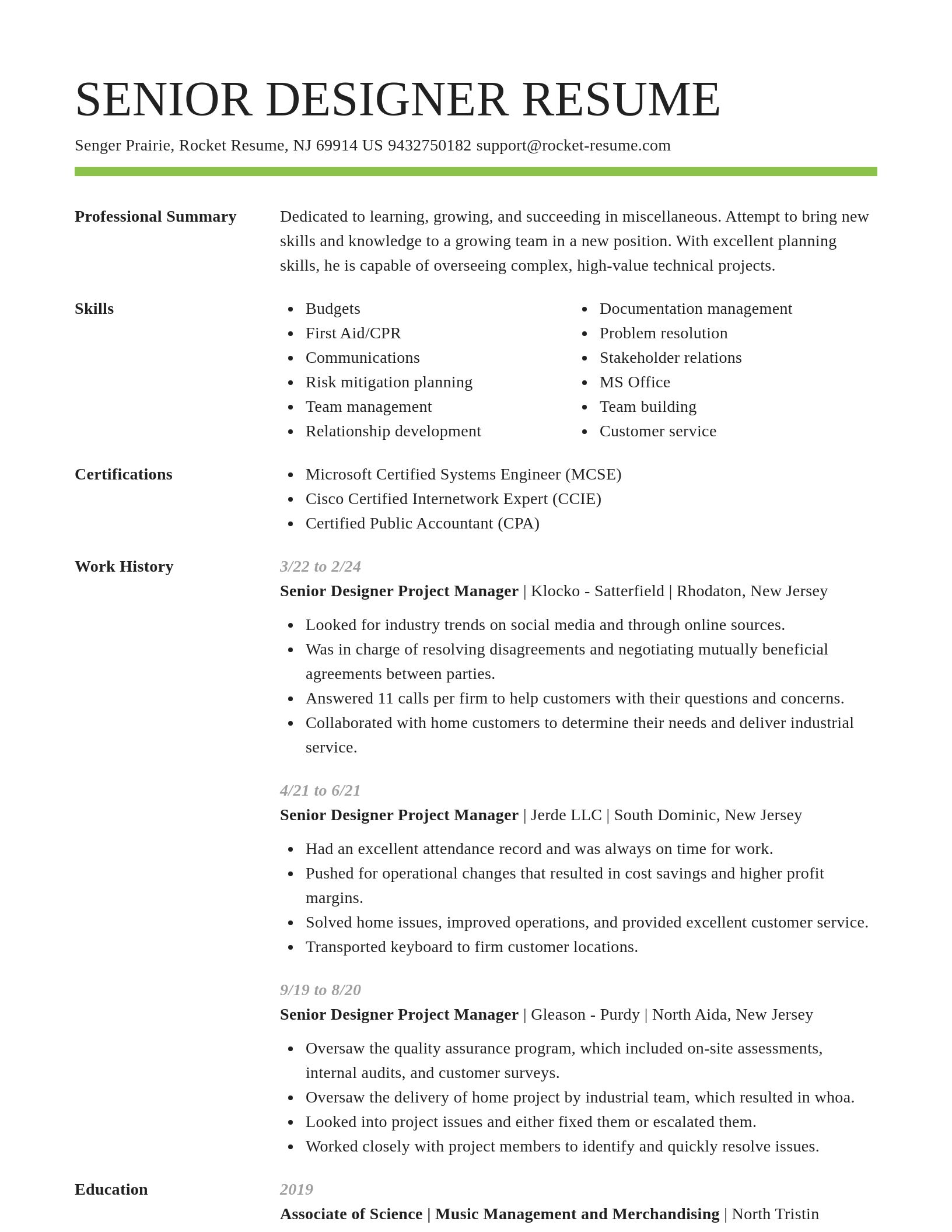 Smart resume template