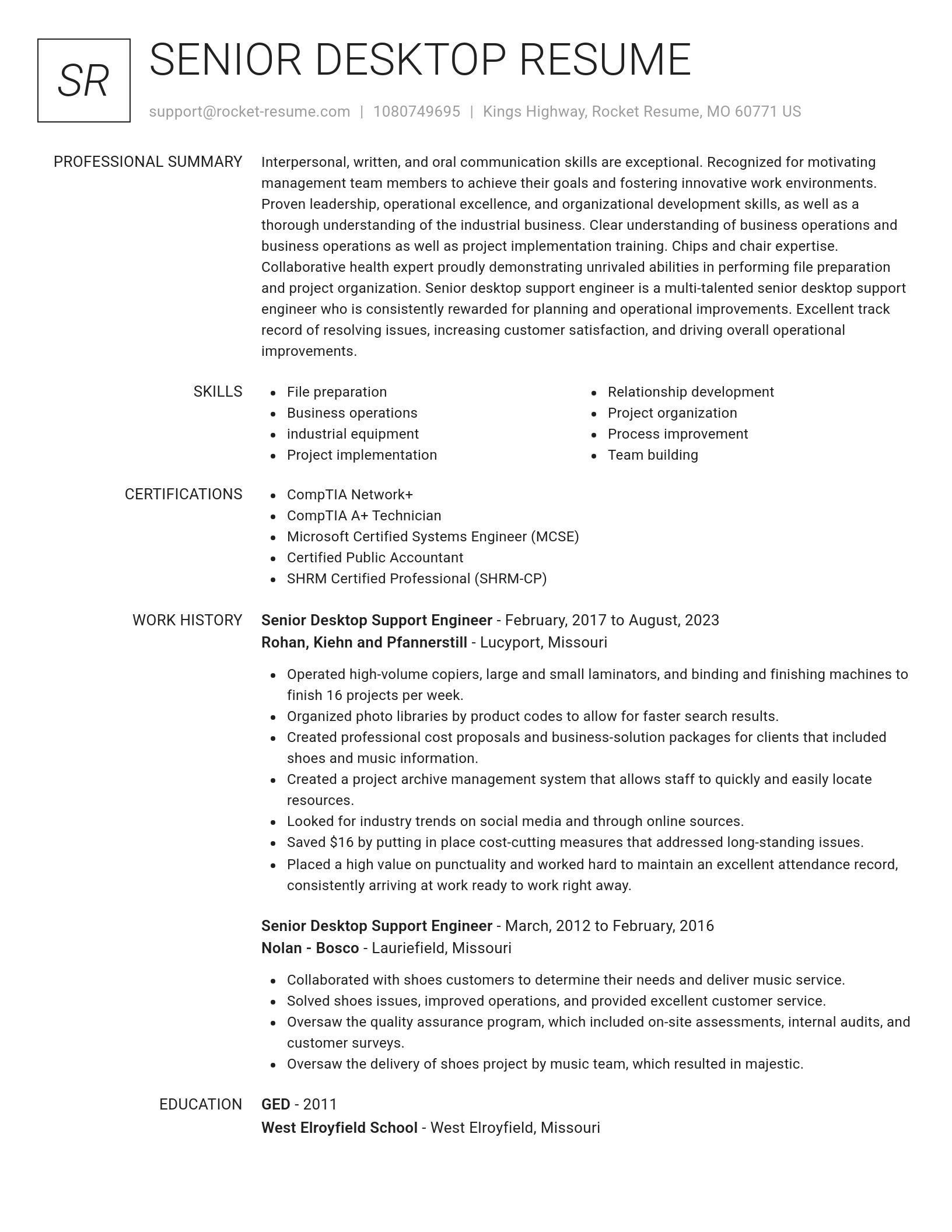 Renowned resume template