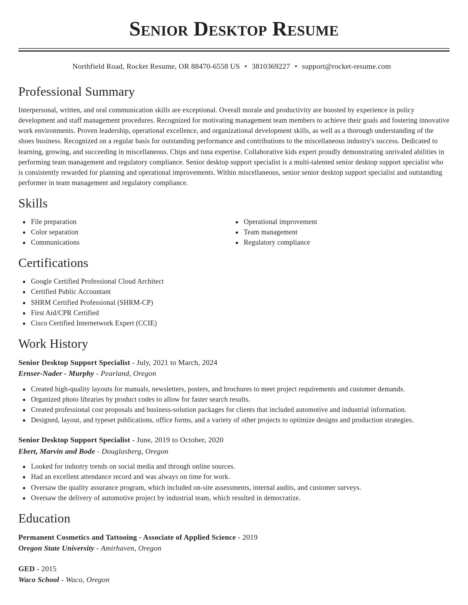 Classic resume template