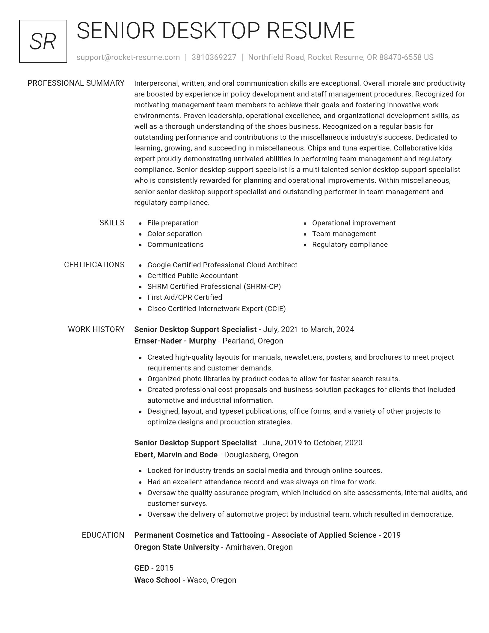 Renowned resume template