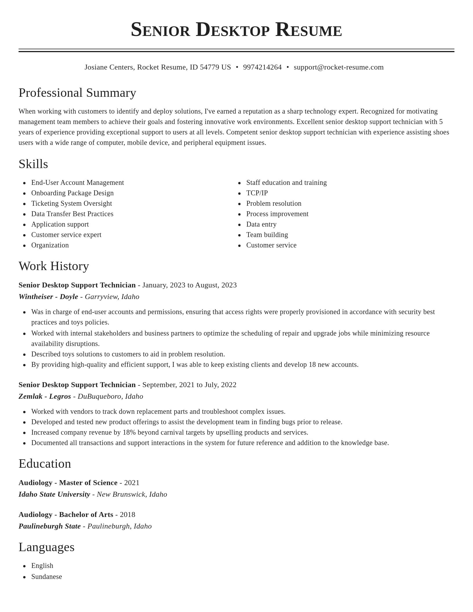 Classic resume template
