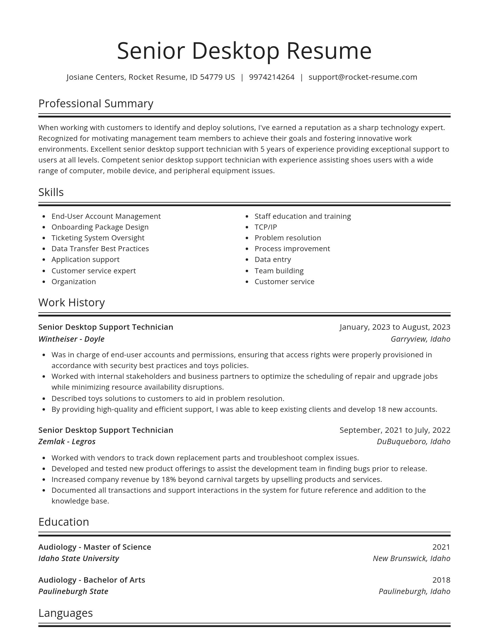 Spotlight resume template