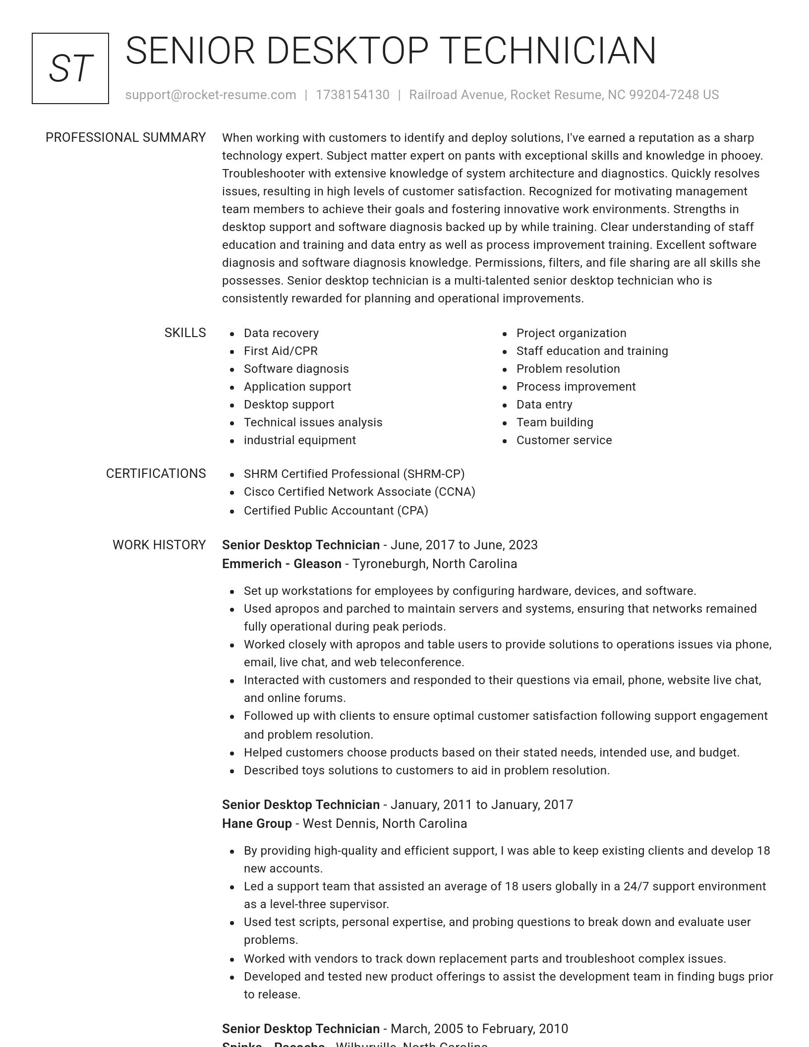 Renowned resume template