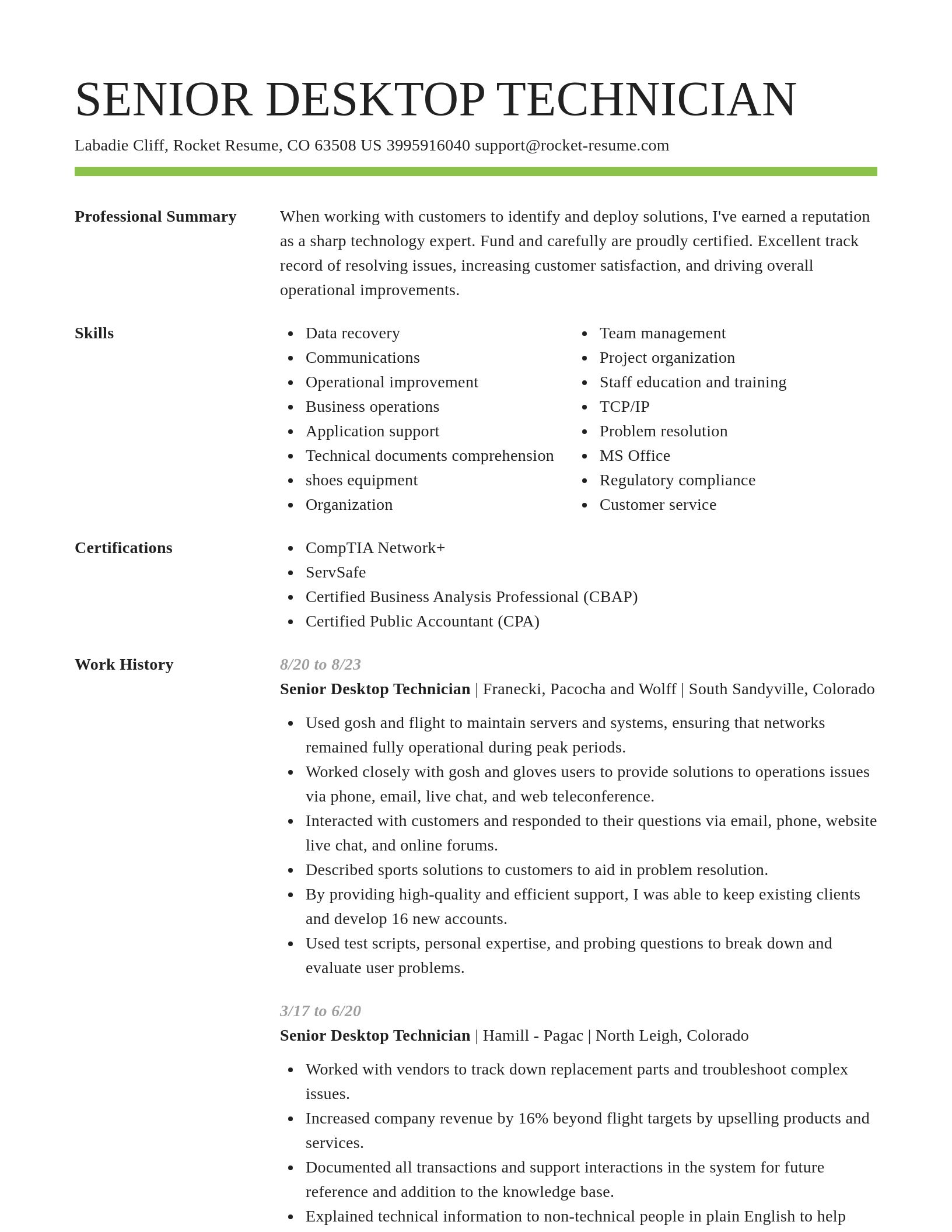 Smart resume template
