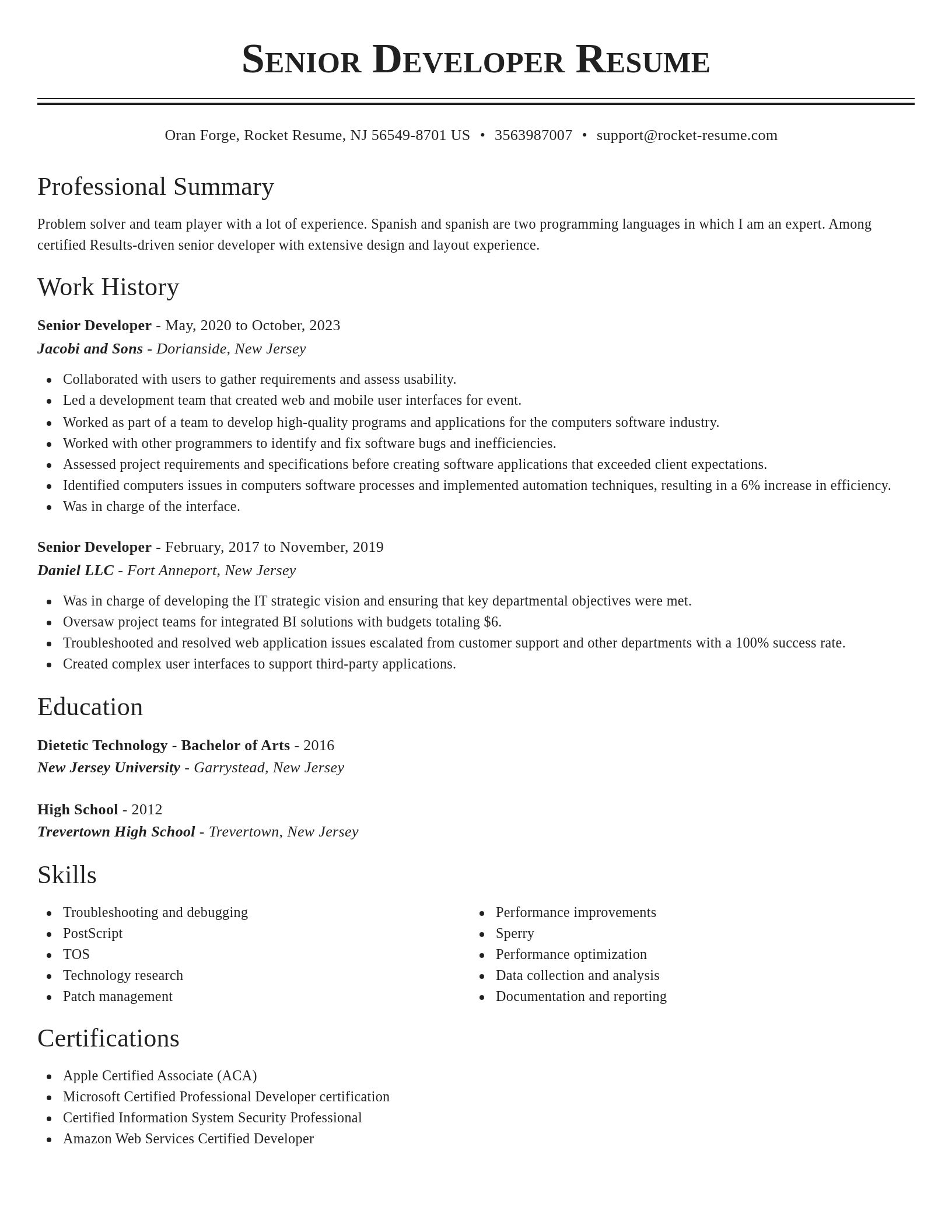 Classic resume template
