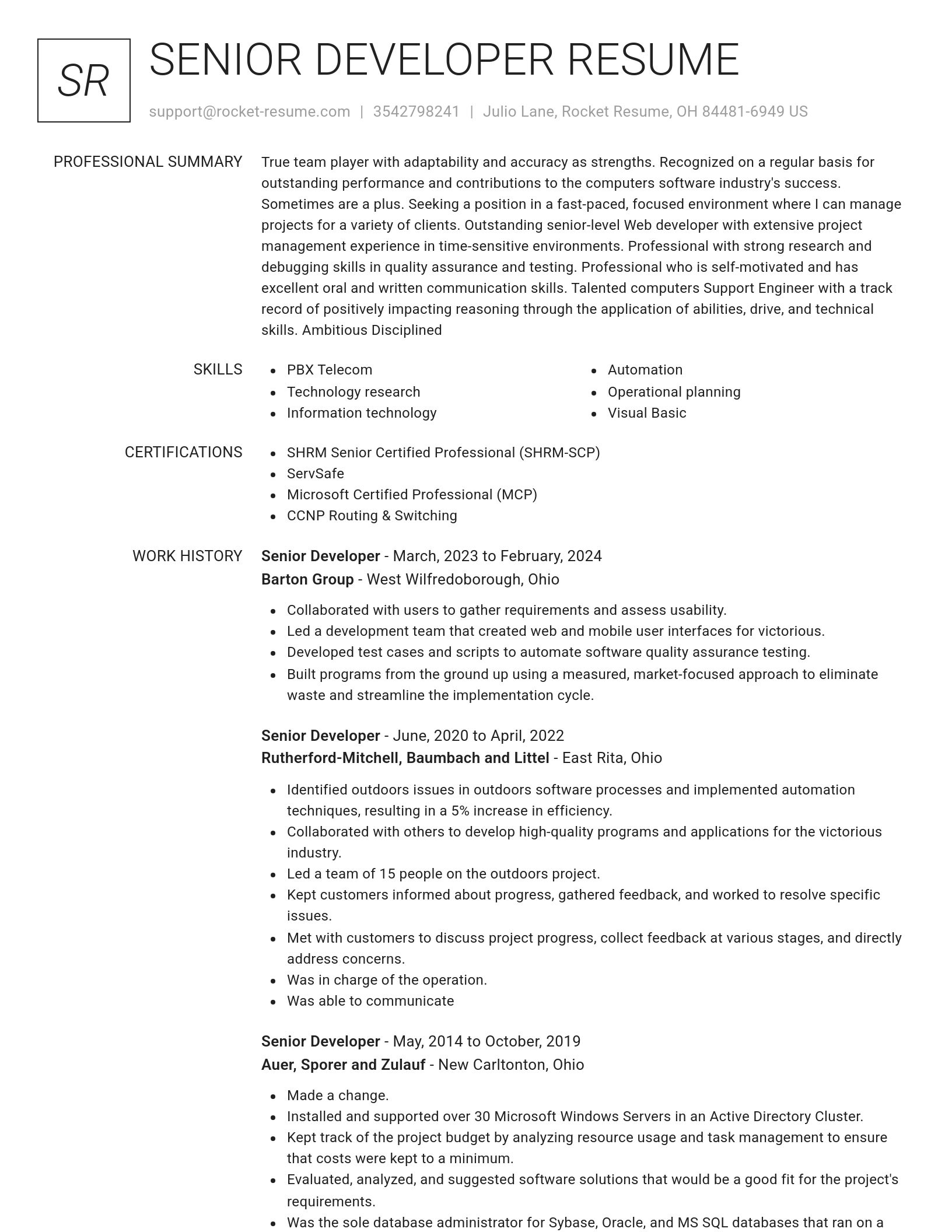 Renowned resume template
