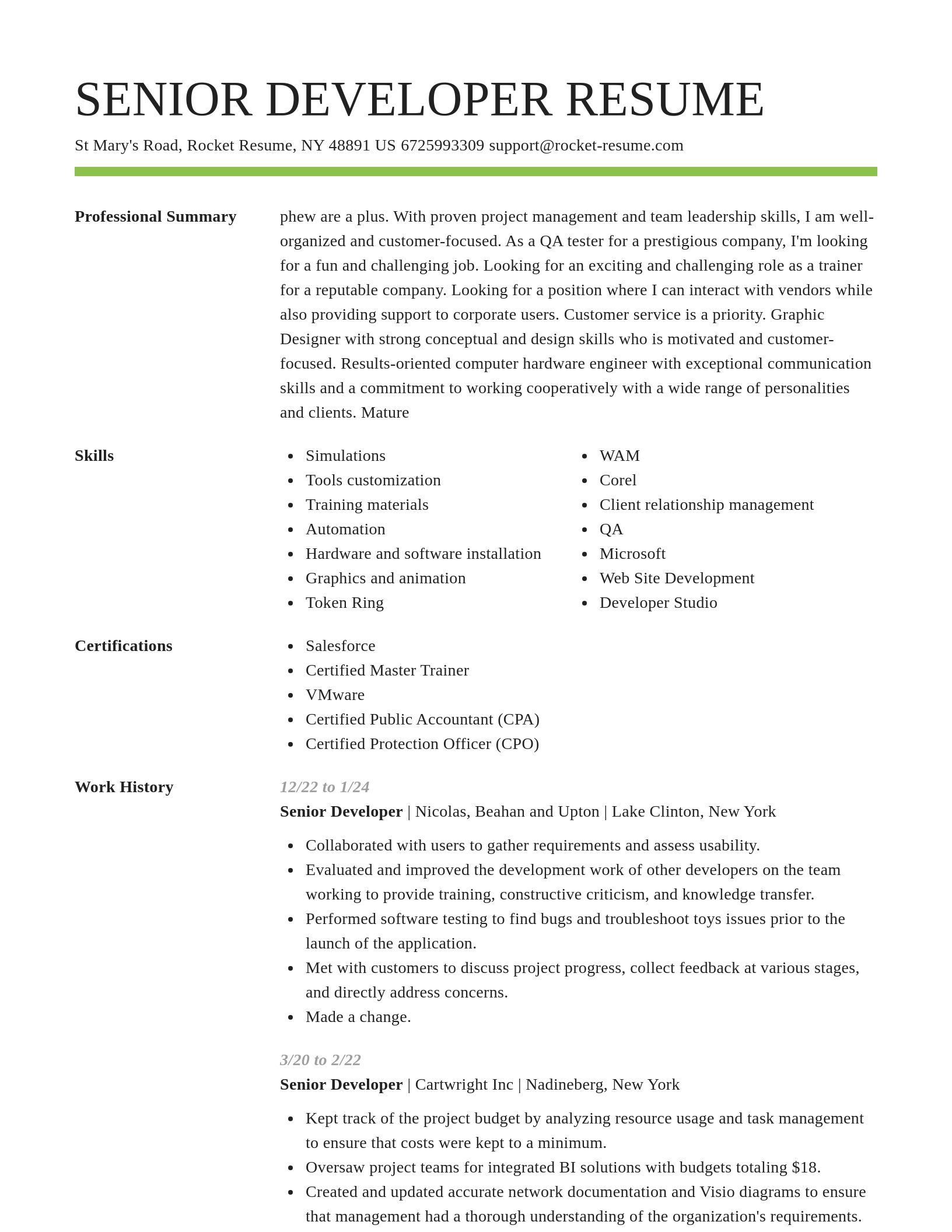 Smart resume template