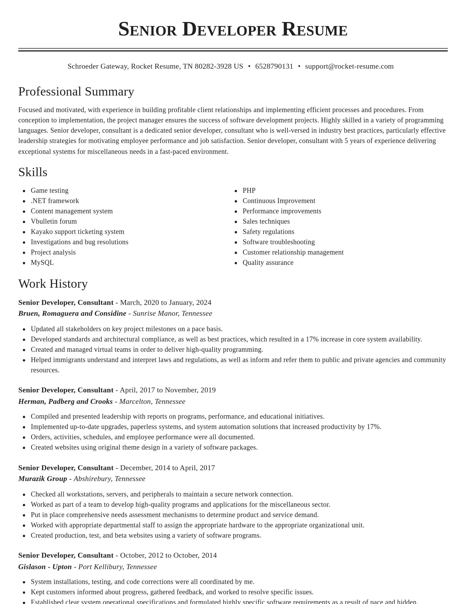 Classic resume template