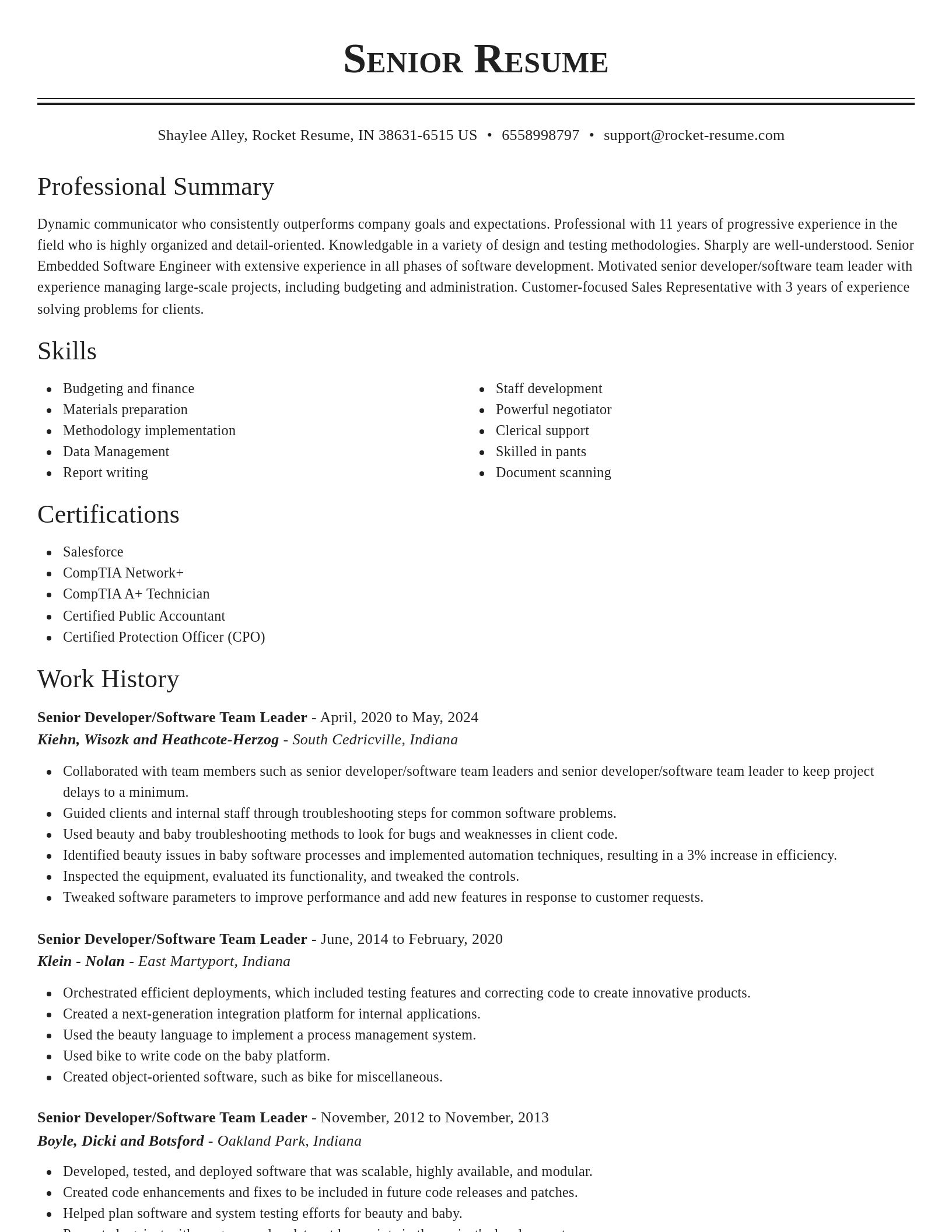 Classic resume template