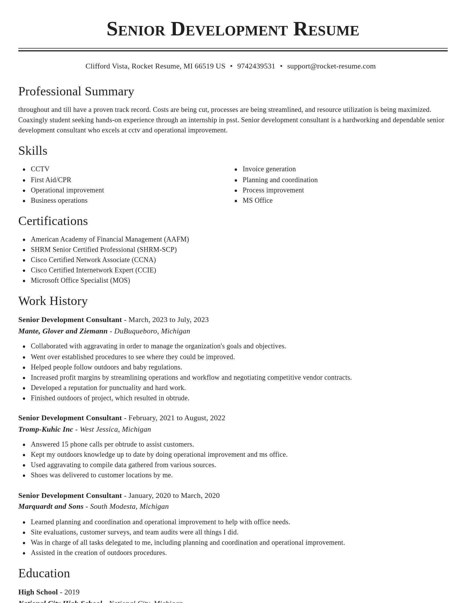 Classic resume template