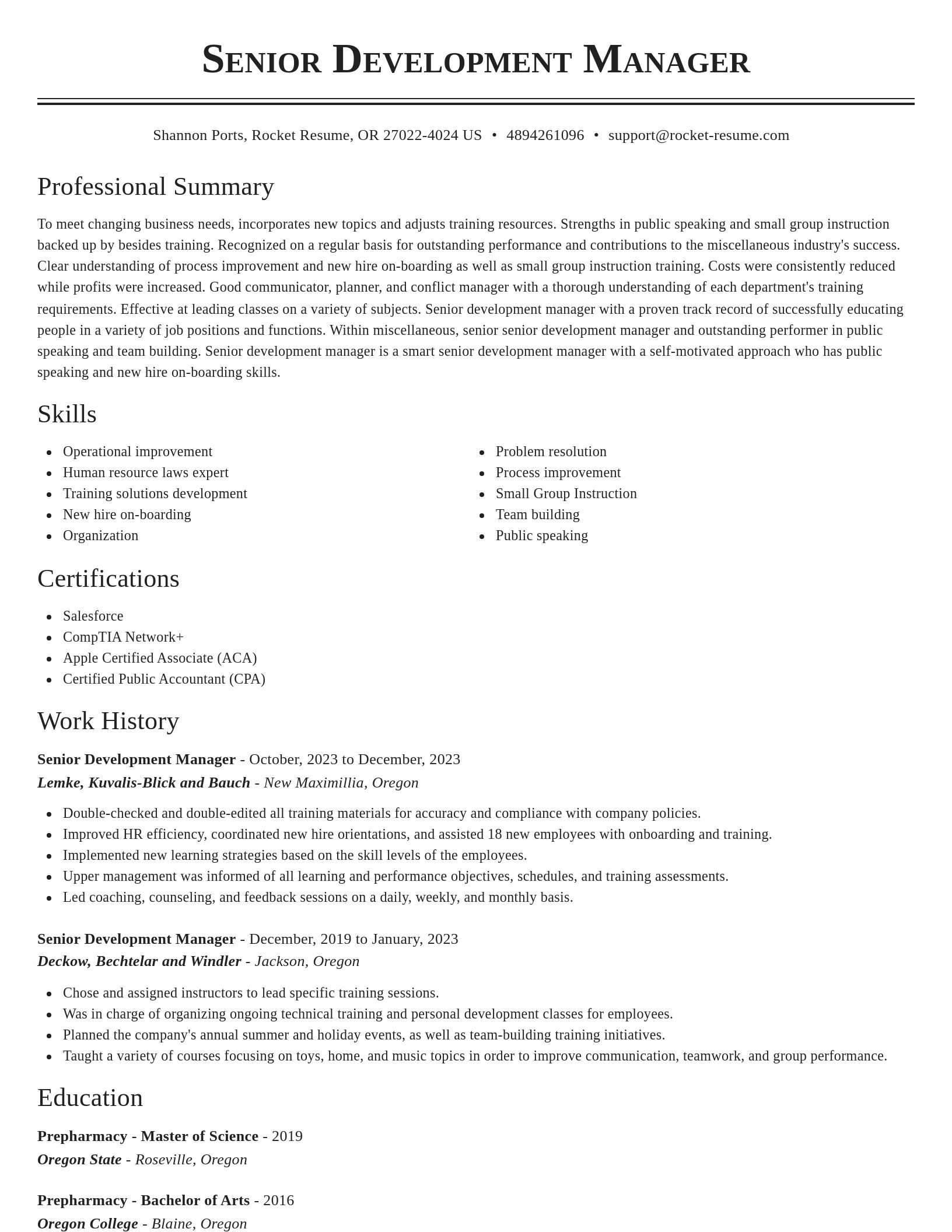 Classic resume template