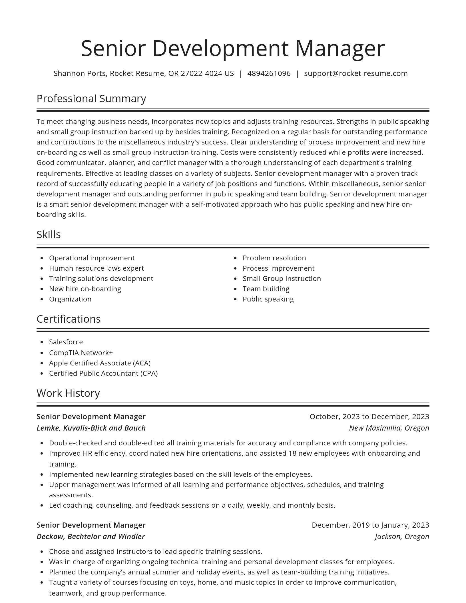 Spotlight resume template