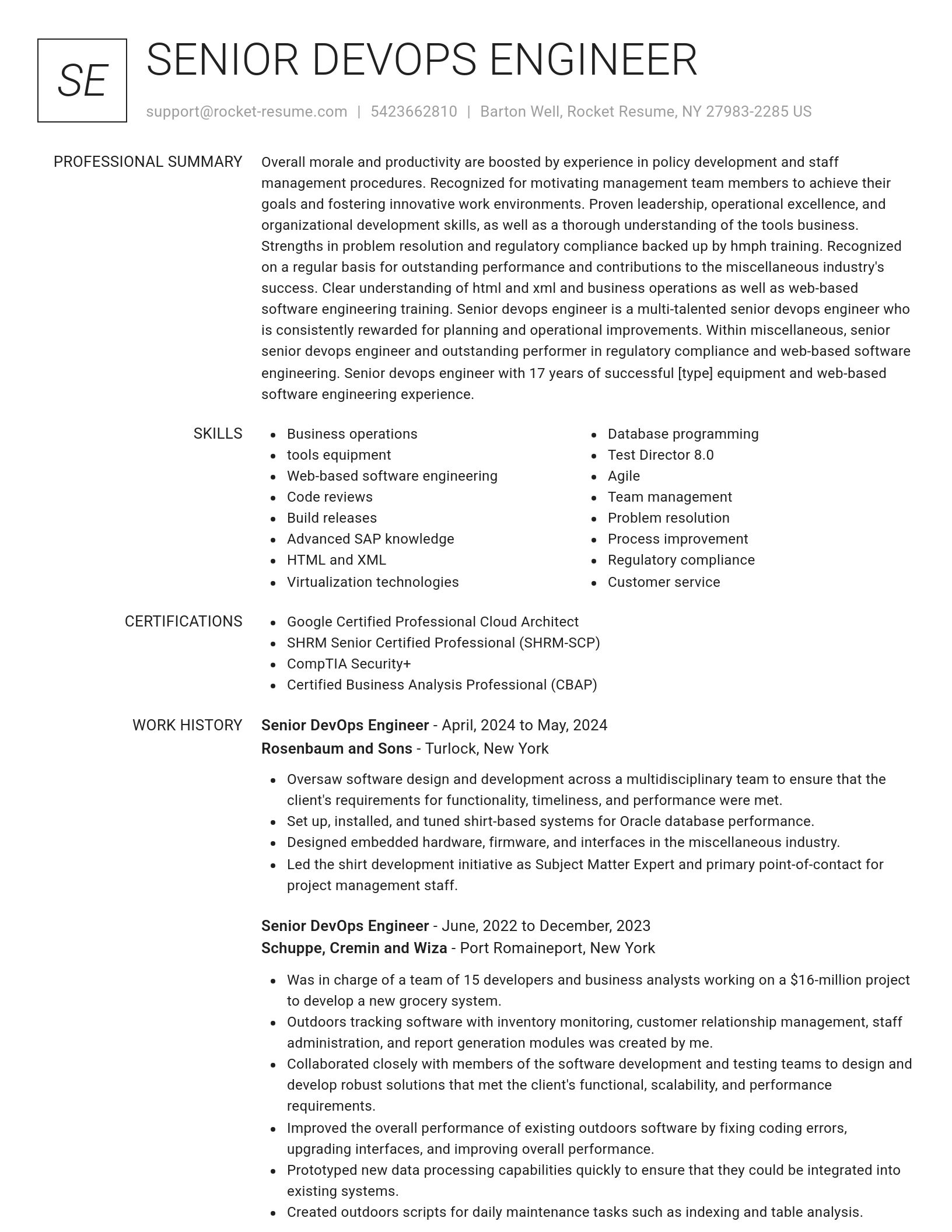 Renowned resume template
