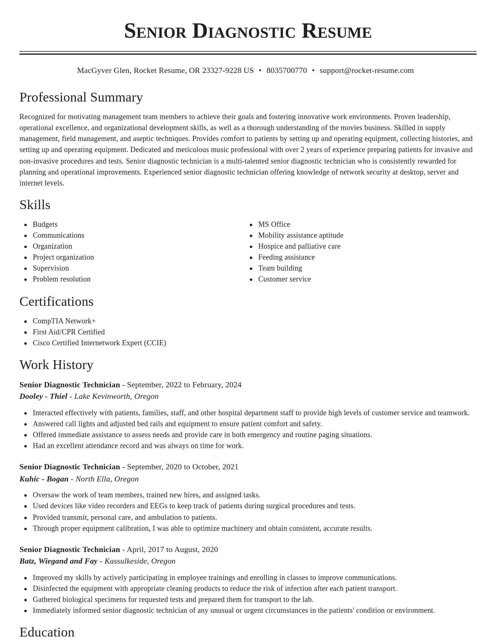 Classic resume template