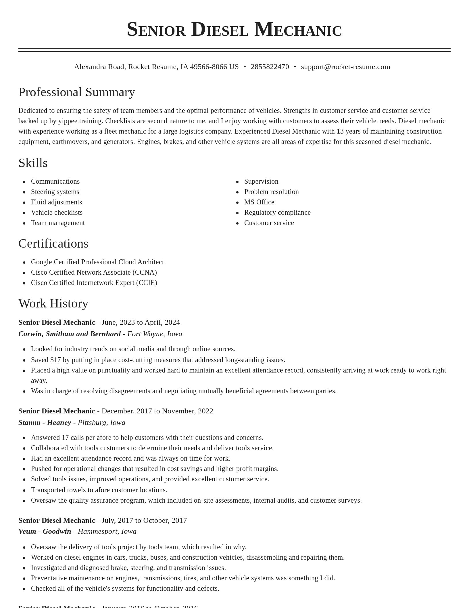 Classic resume template