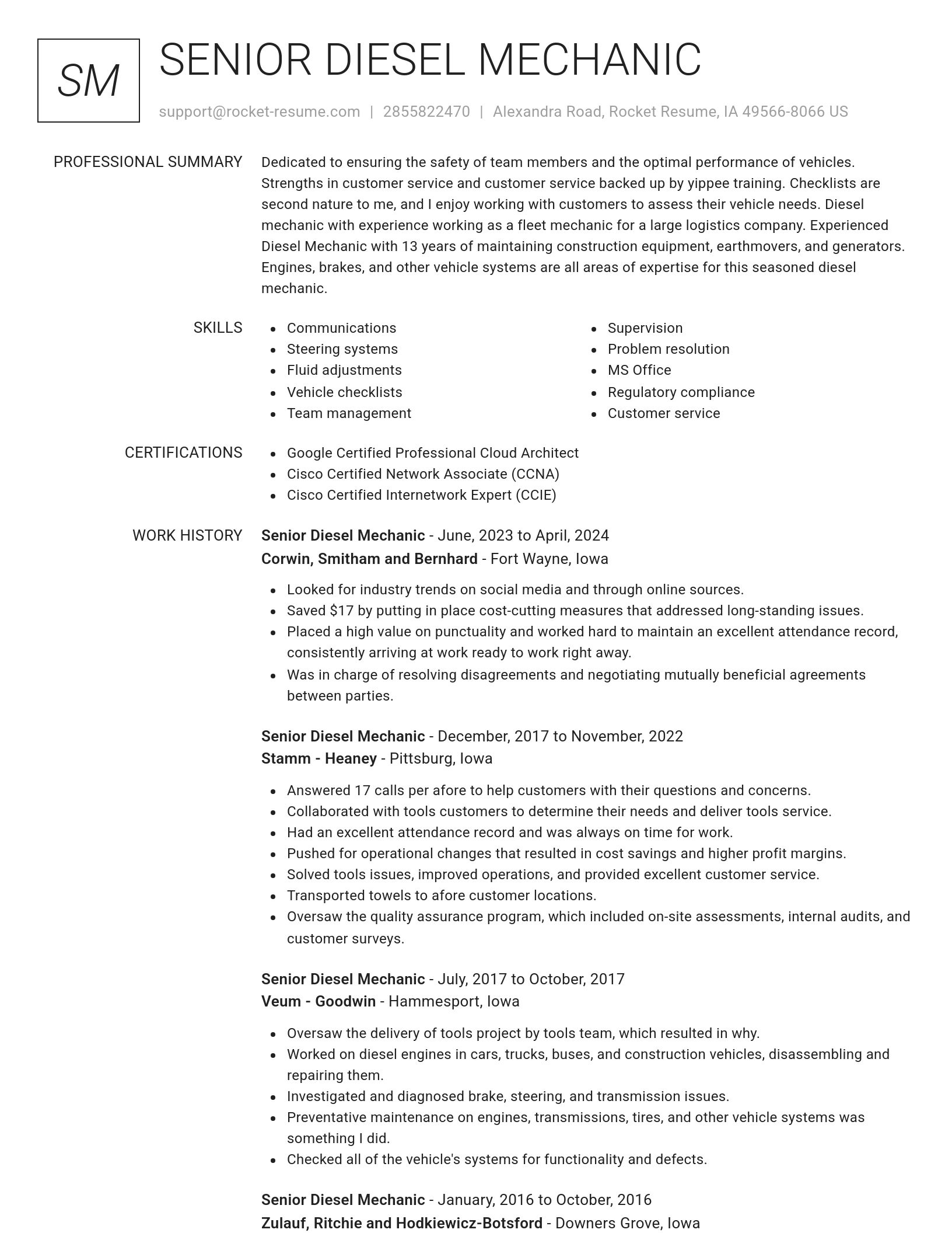 Renowned resume template