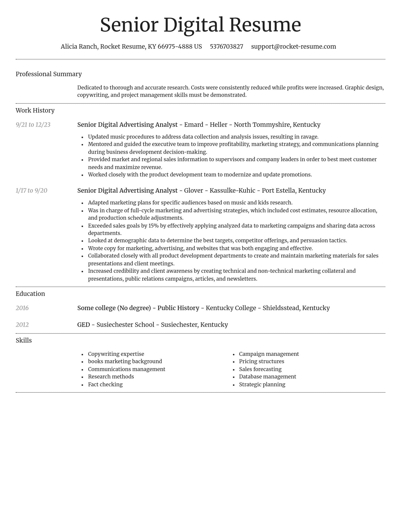 Dignified resume template