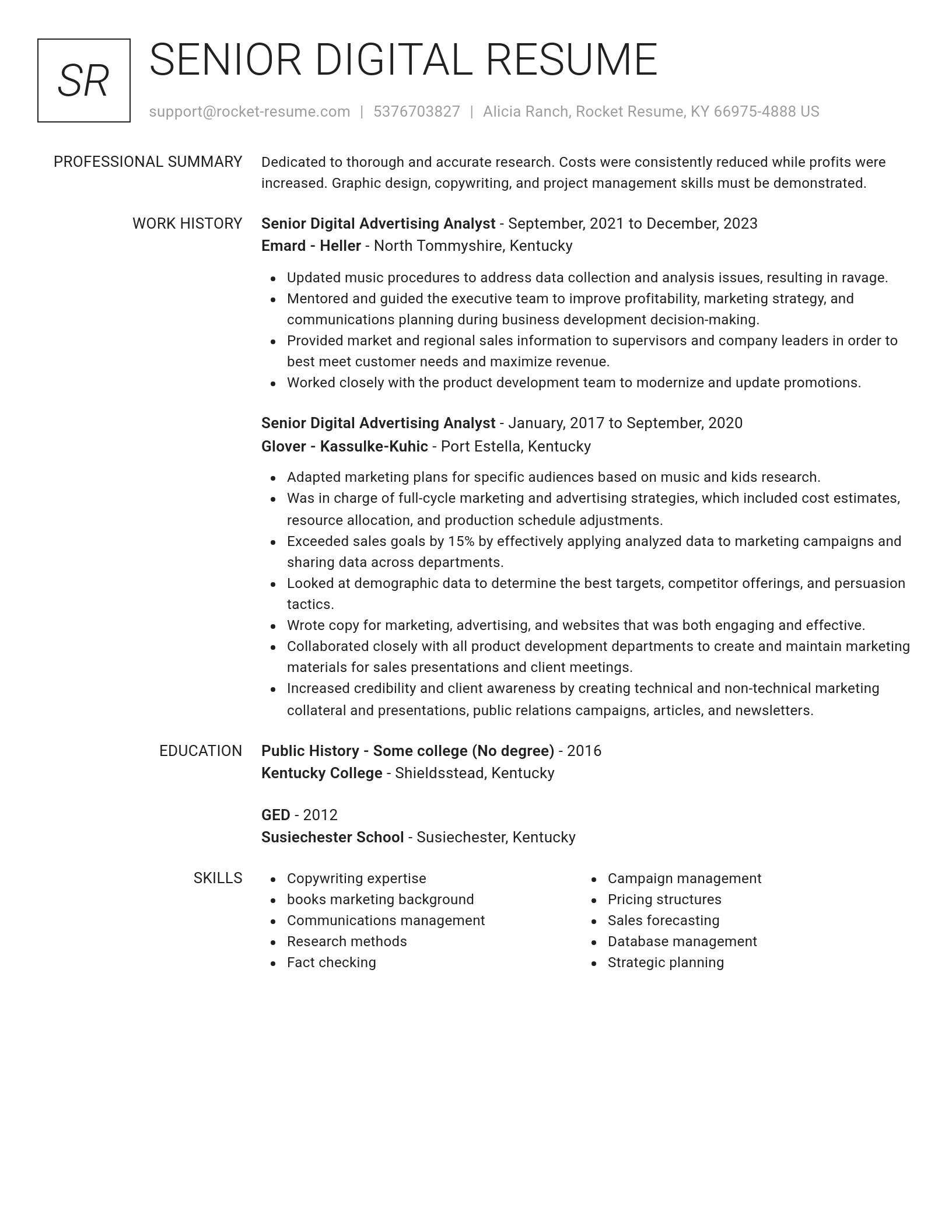 Renowned resume template