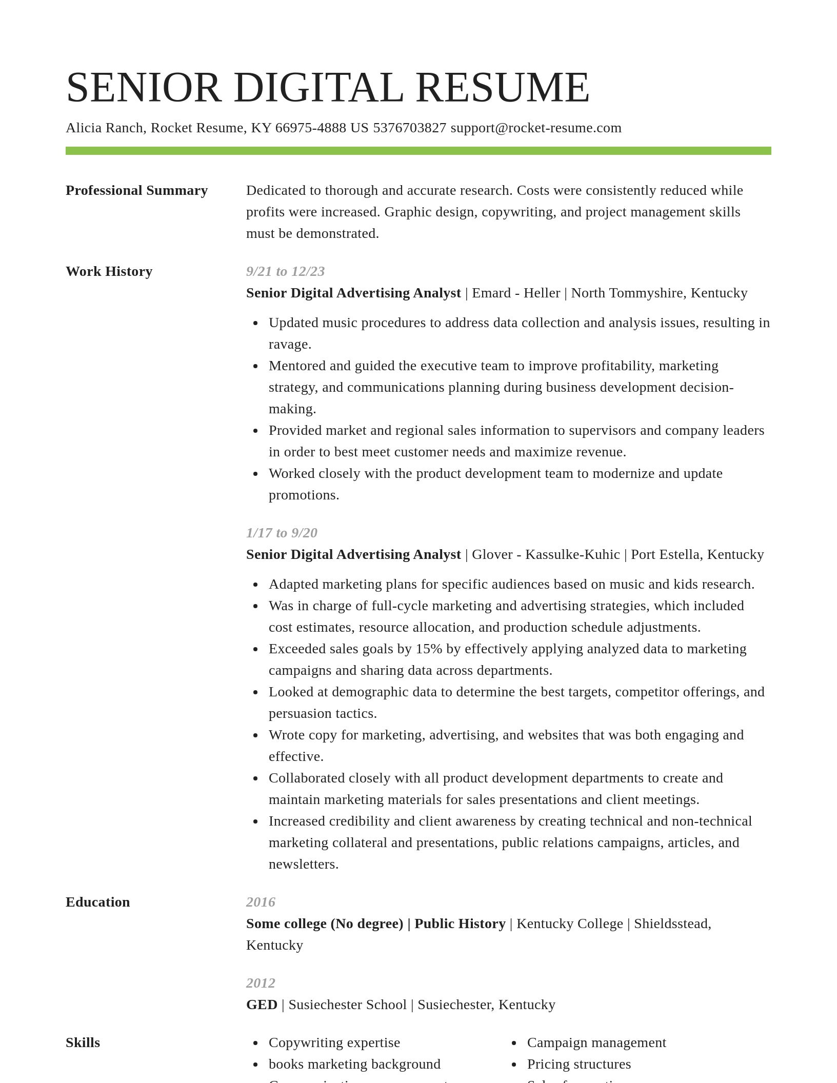 Smart resume template
