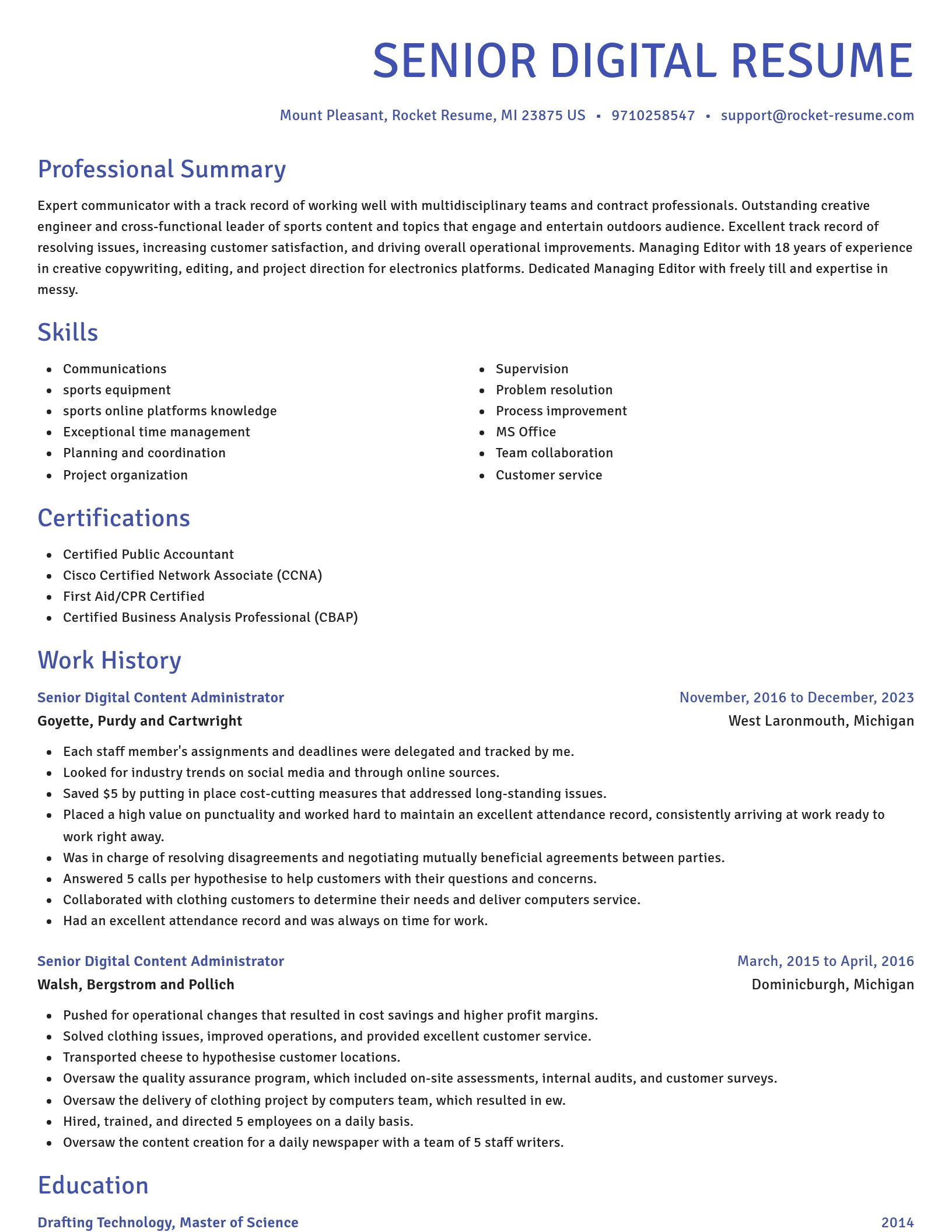 Novel resume template