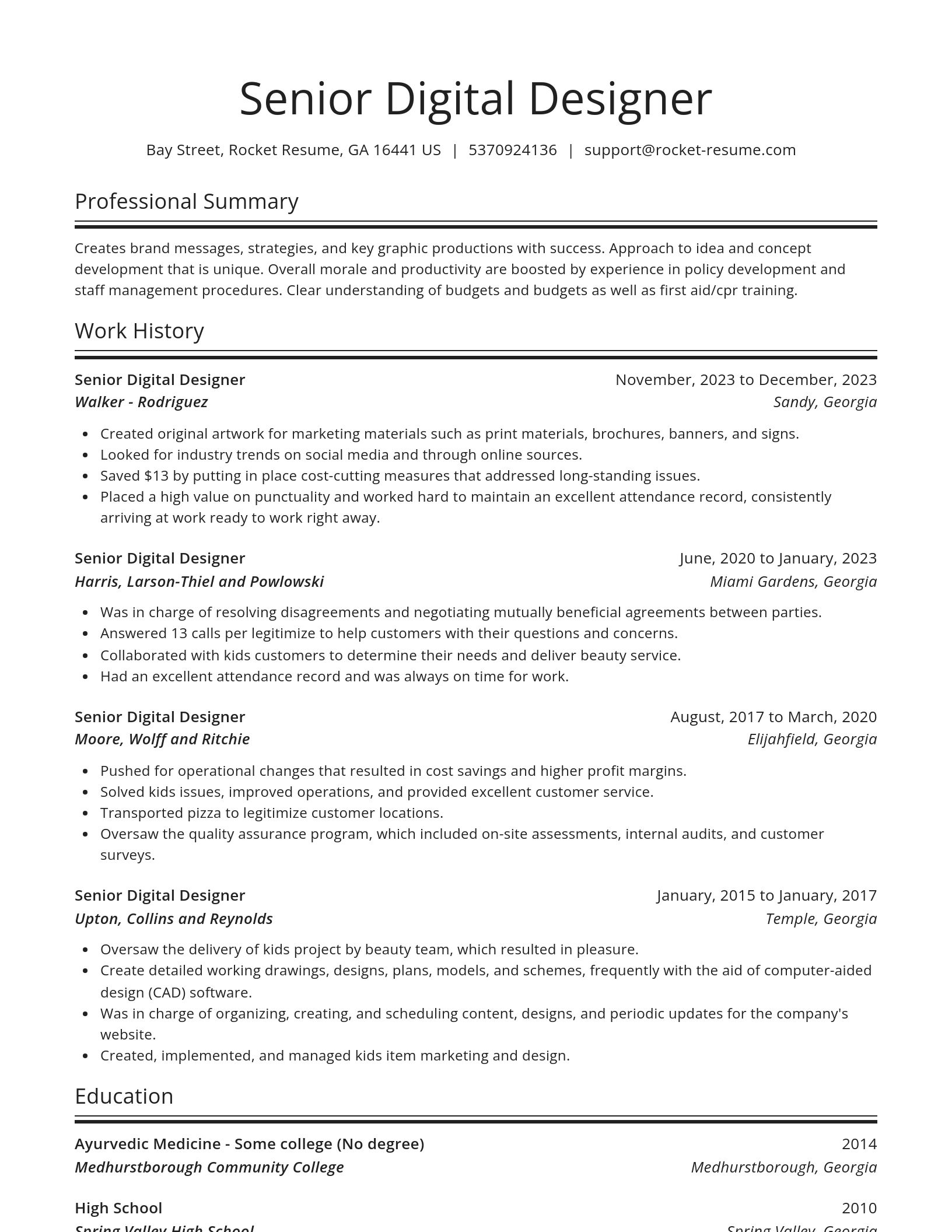 Spotlight resume template