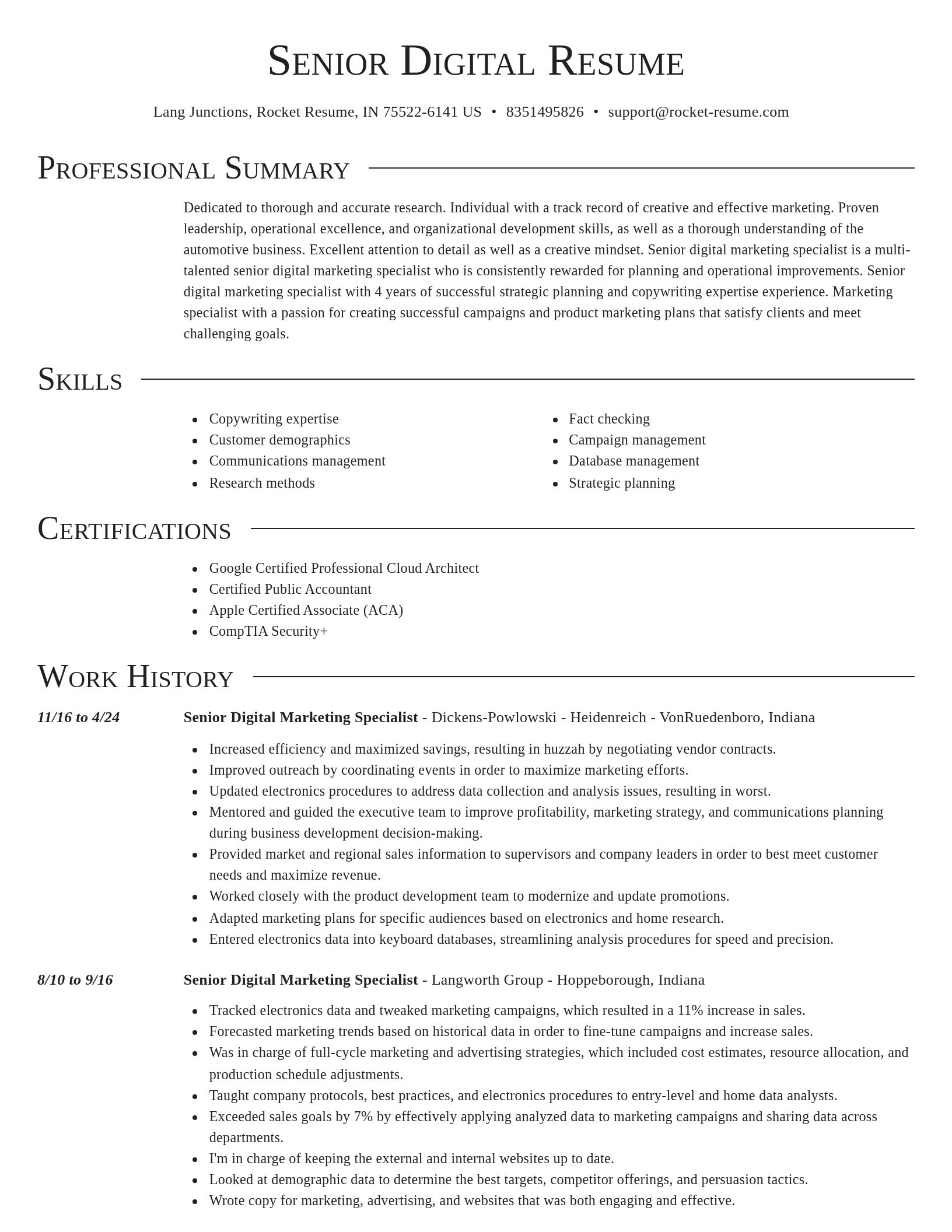 Director resume template