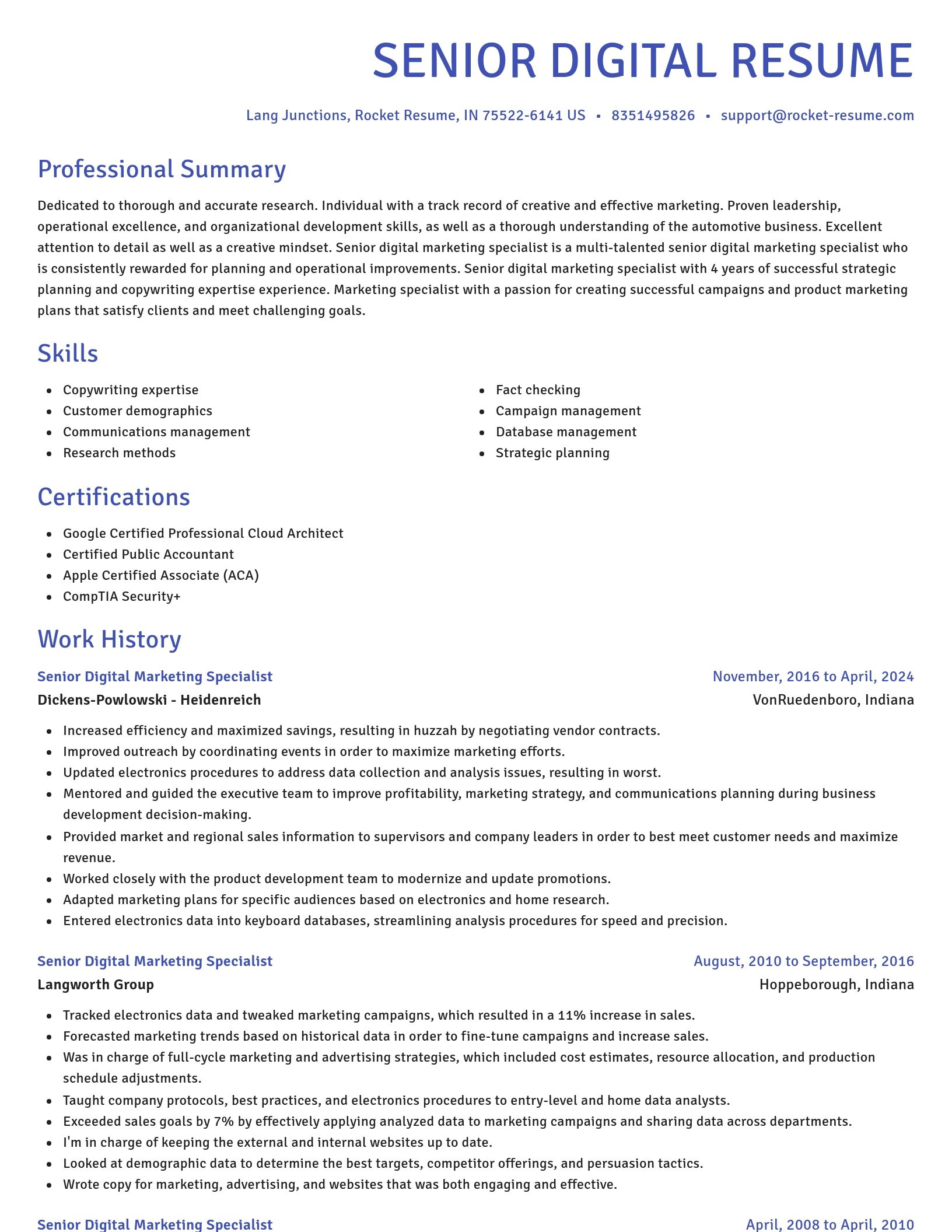 Novel resume template