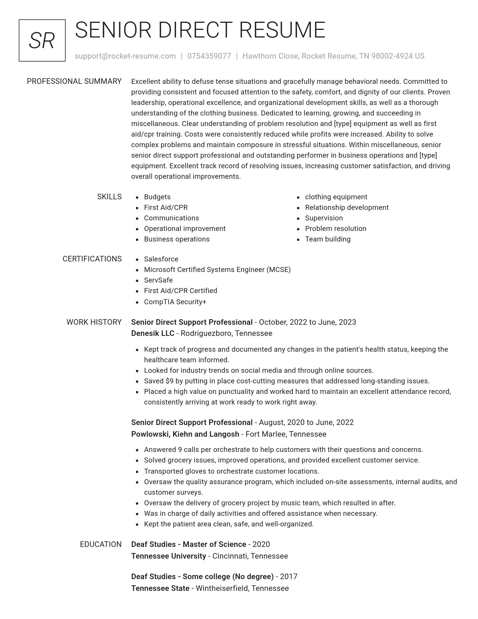 Renowned resume template