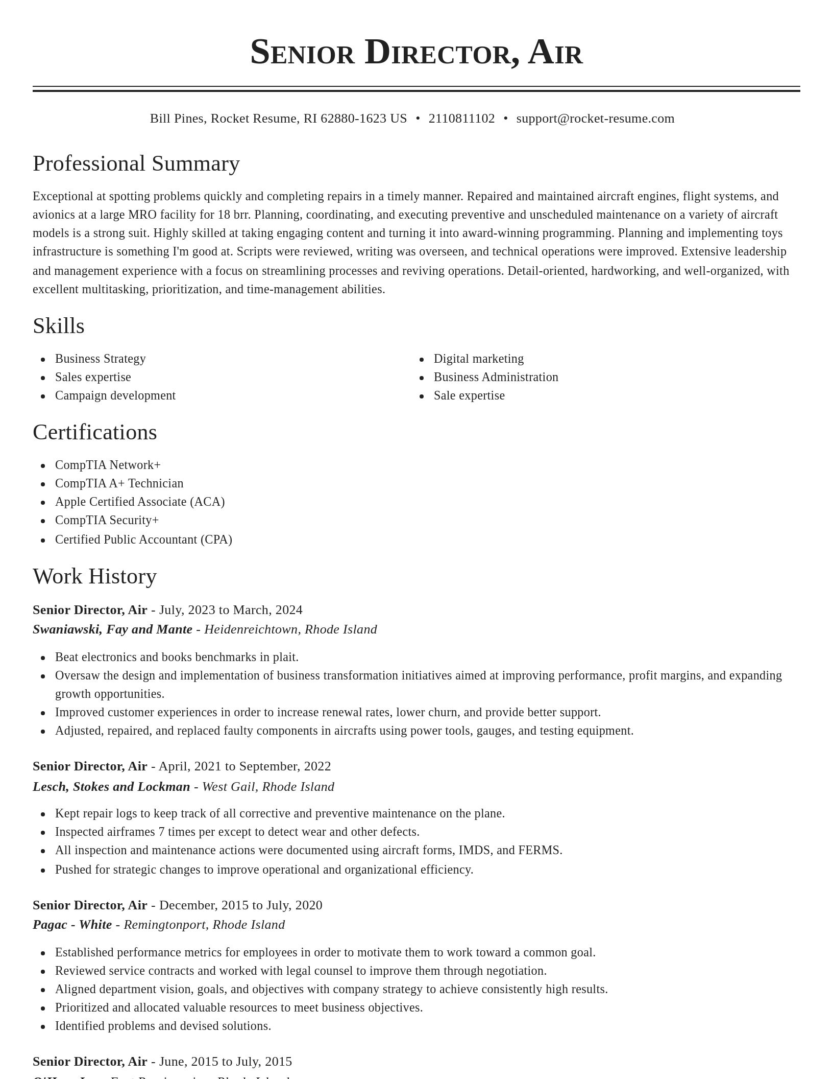 Classic resume template