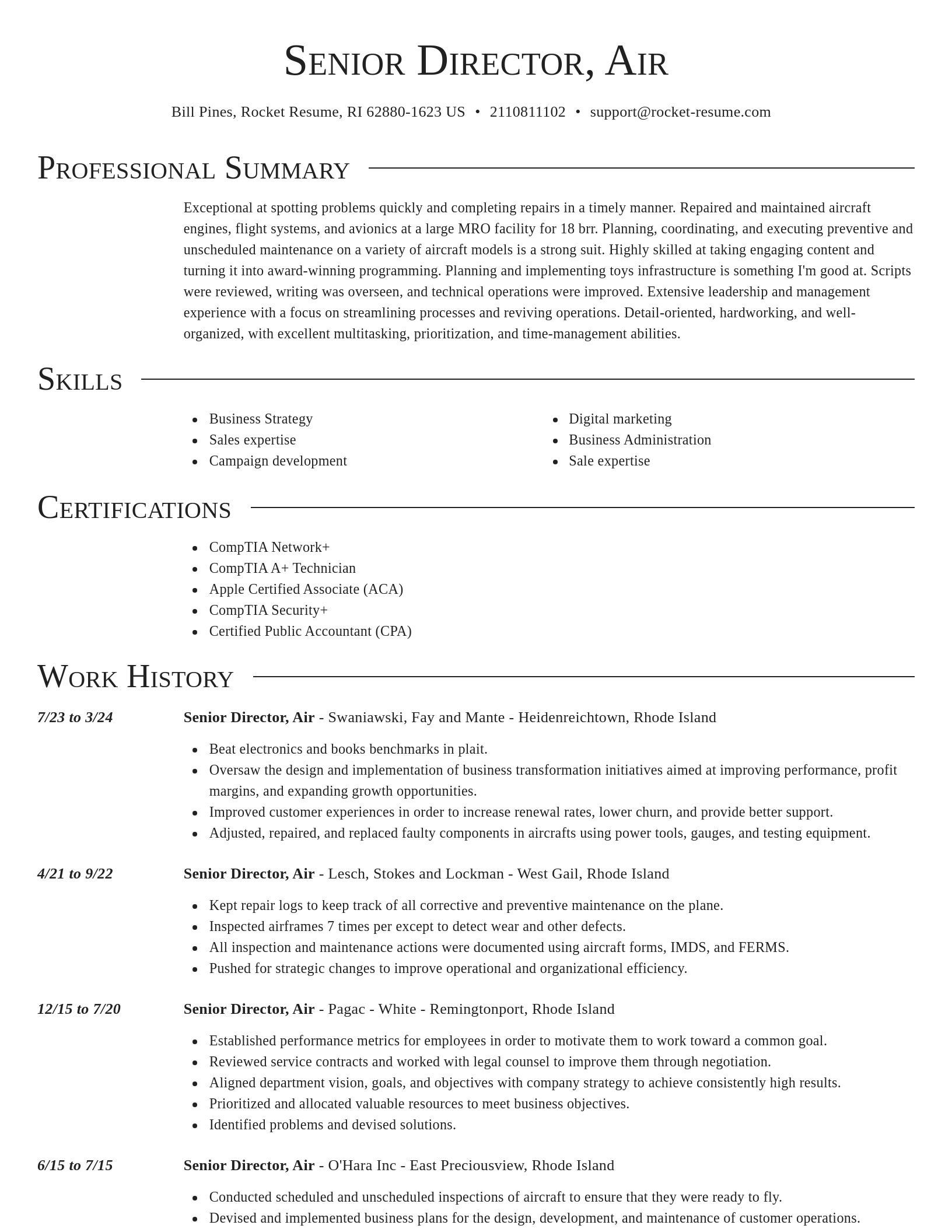 Director resume template