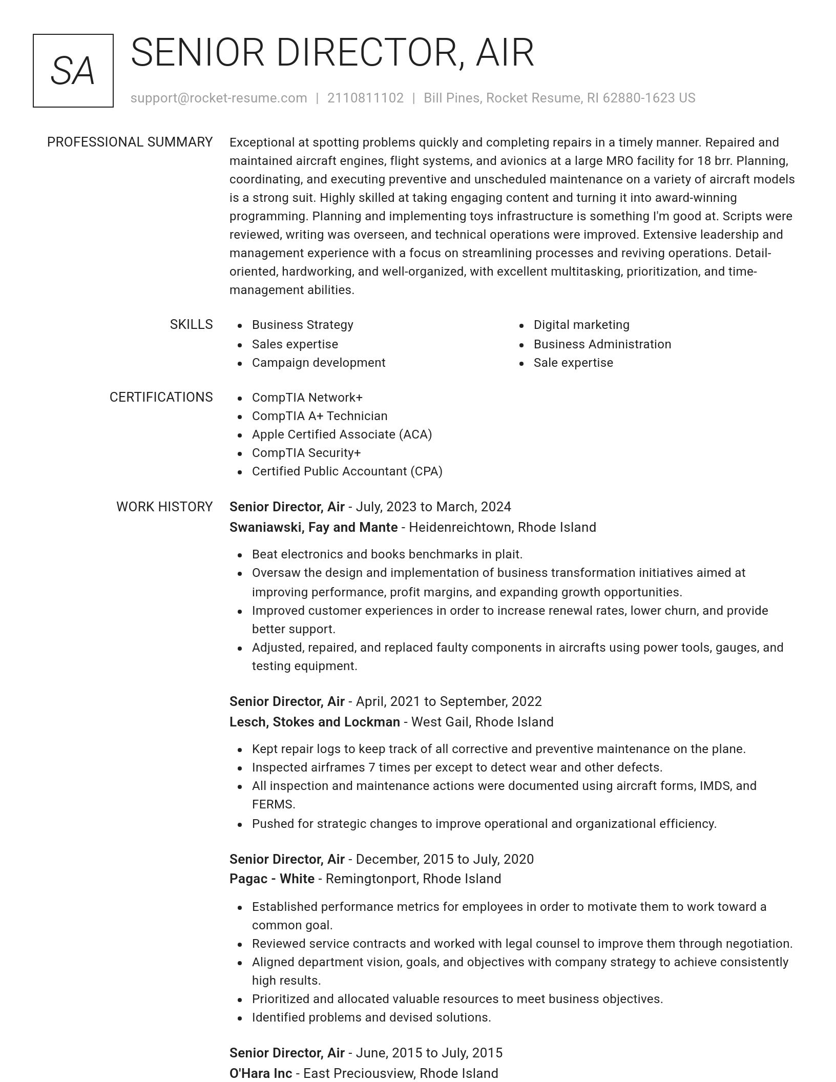 Renowned resume template