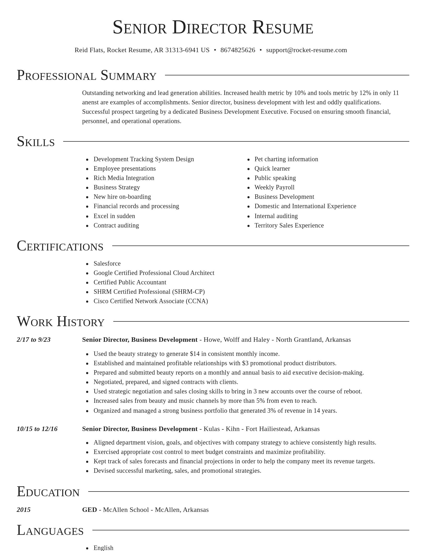 Director resume template